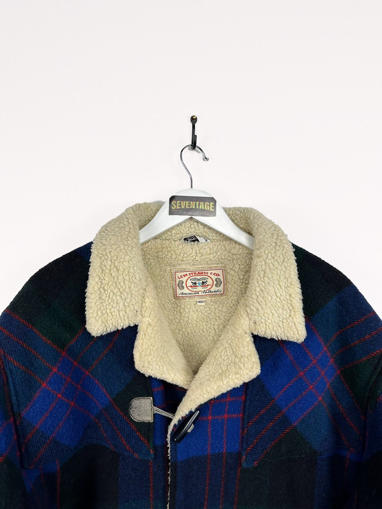 Cappotto imbottito Levi's in lana blu 90s - XL