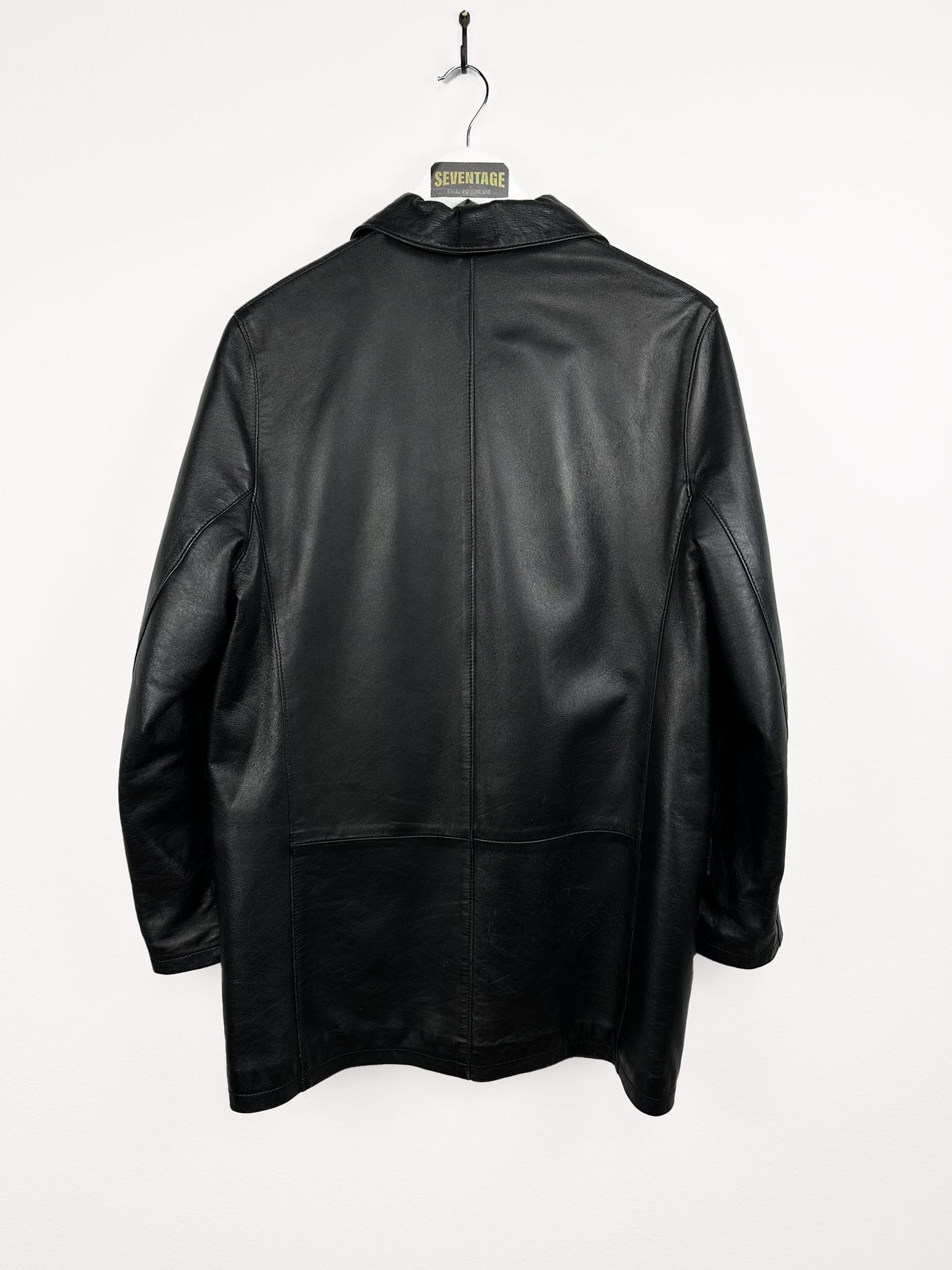 Trench in pelle nero 90s (33) - M