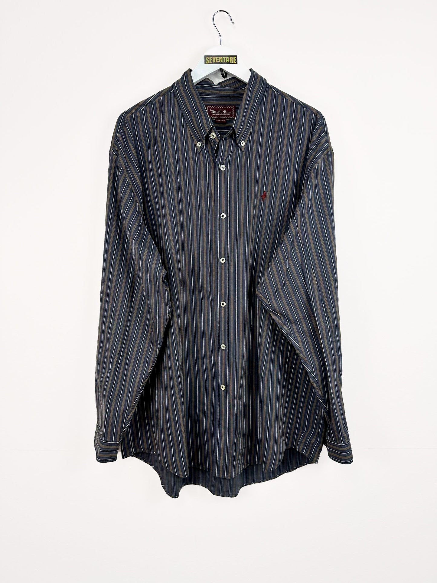 Camicia Marlboro marrone a righe -XXXL