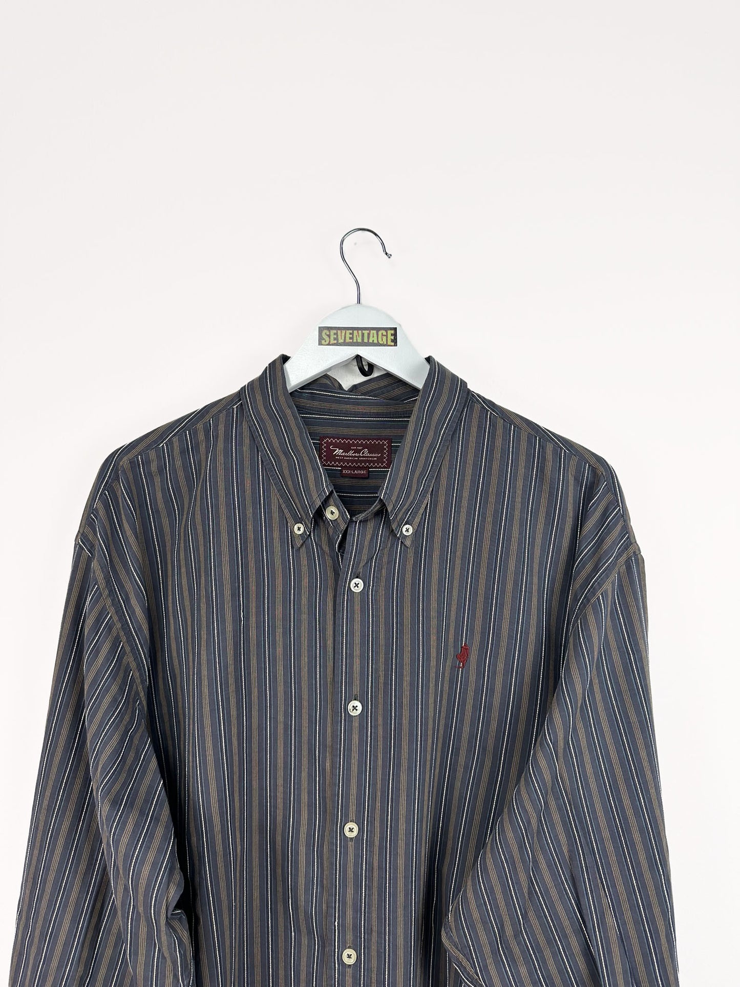 Camicia Marlboro marrone a righe -XXXL