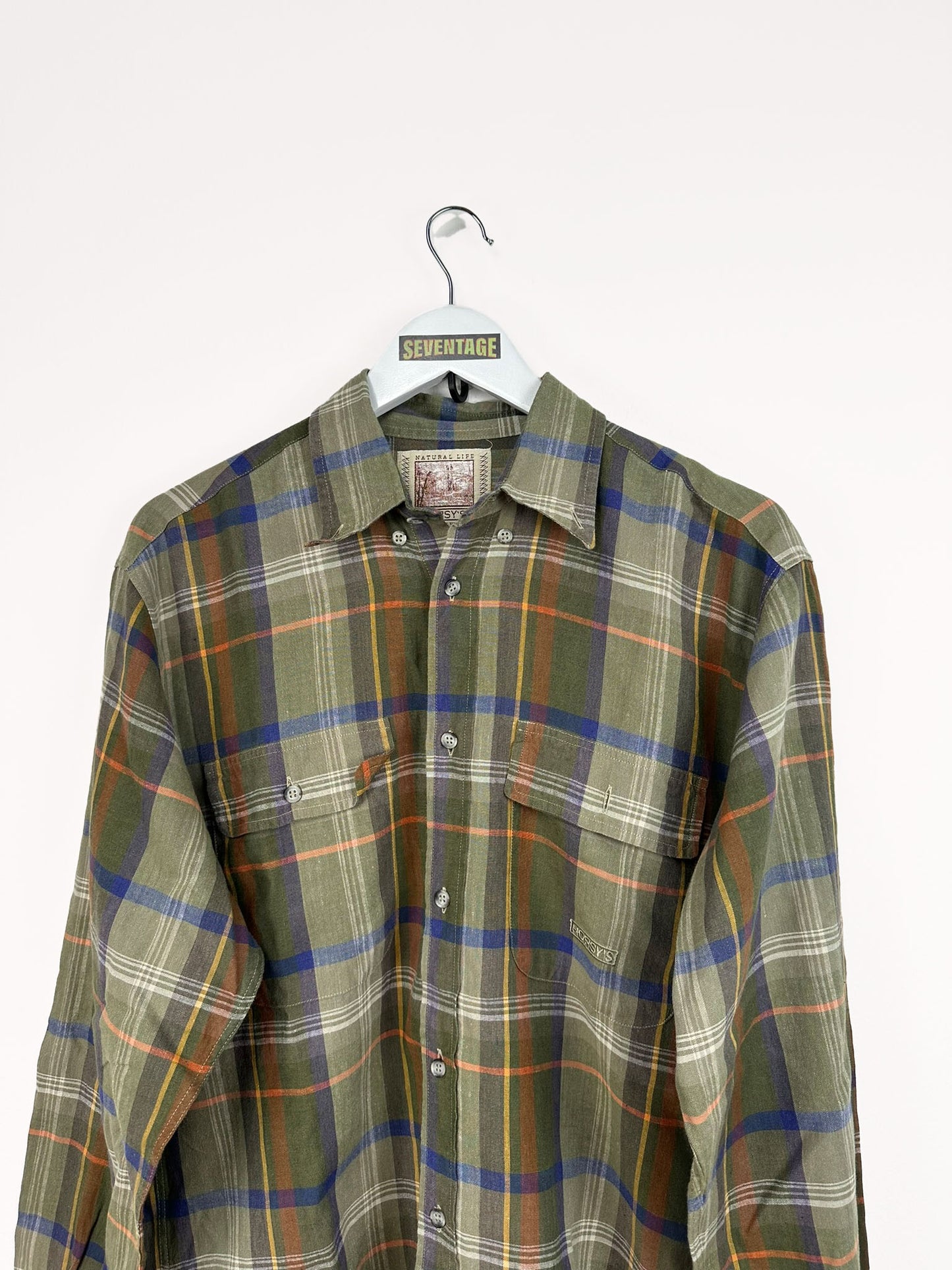 Camicia vintage verde a quadri - M