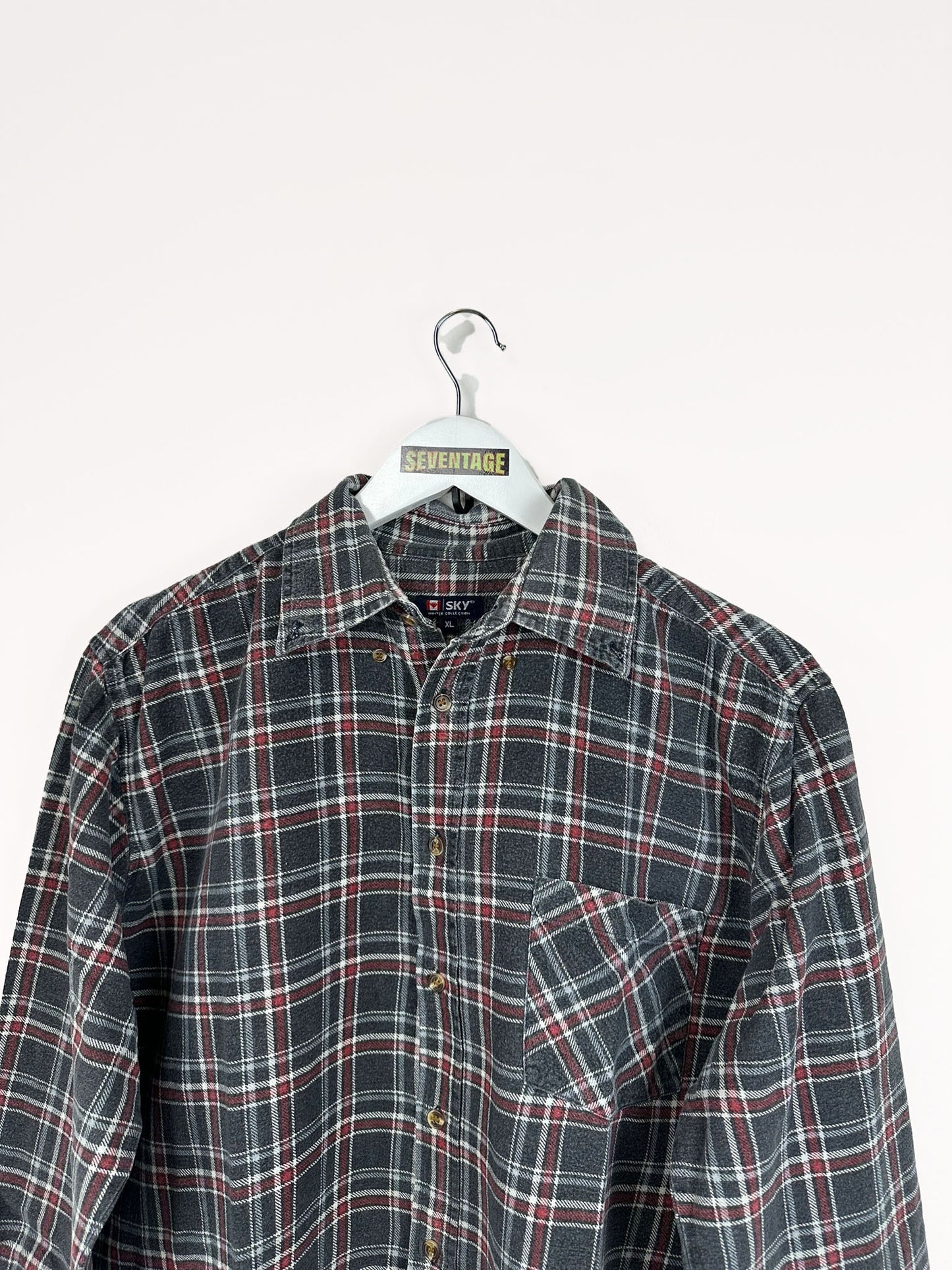 Camicia grigia a quadri in flanella - M