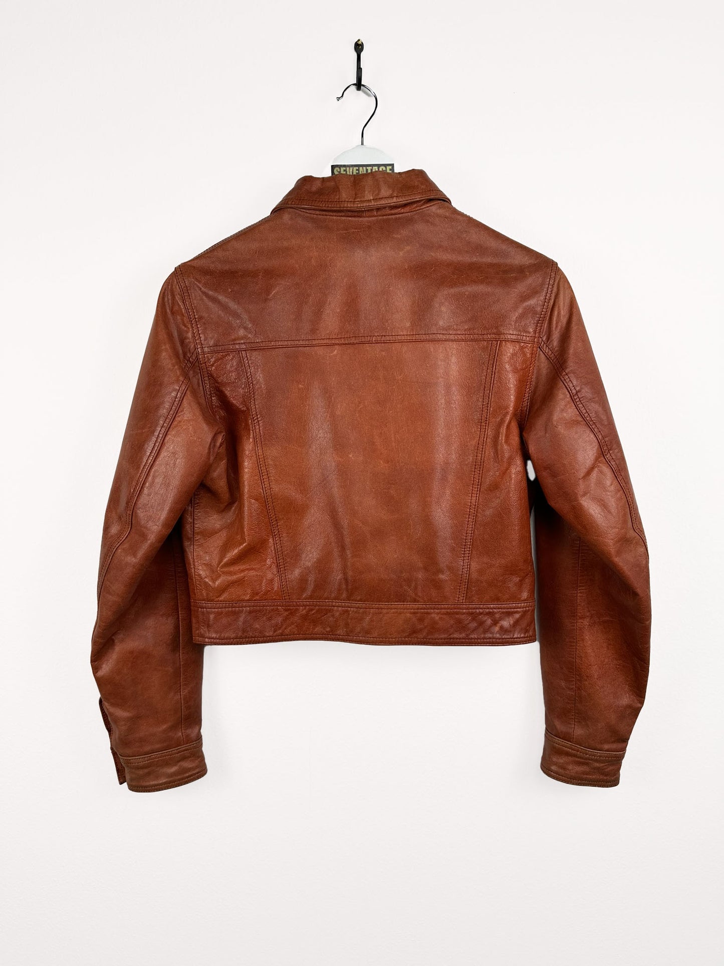Giacca in pelle rossa cropped (20) - M