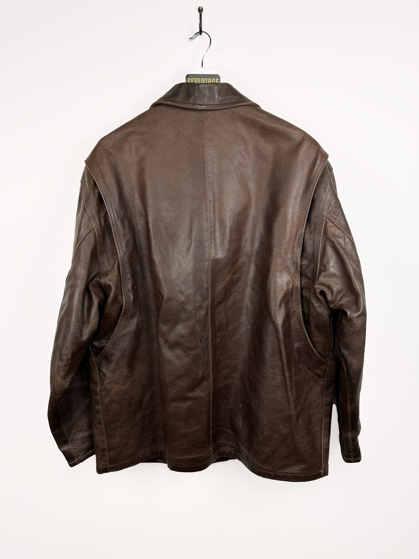 Giacca in pelle 80s marrone (27) - XL
