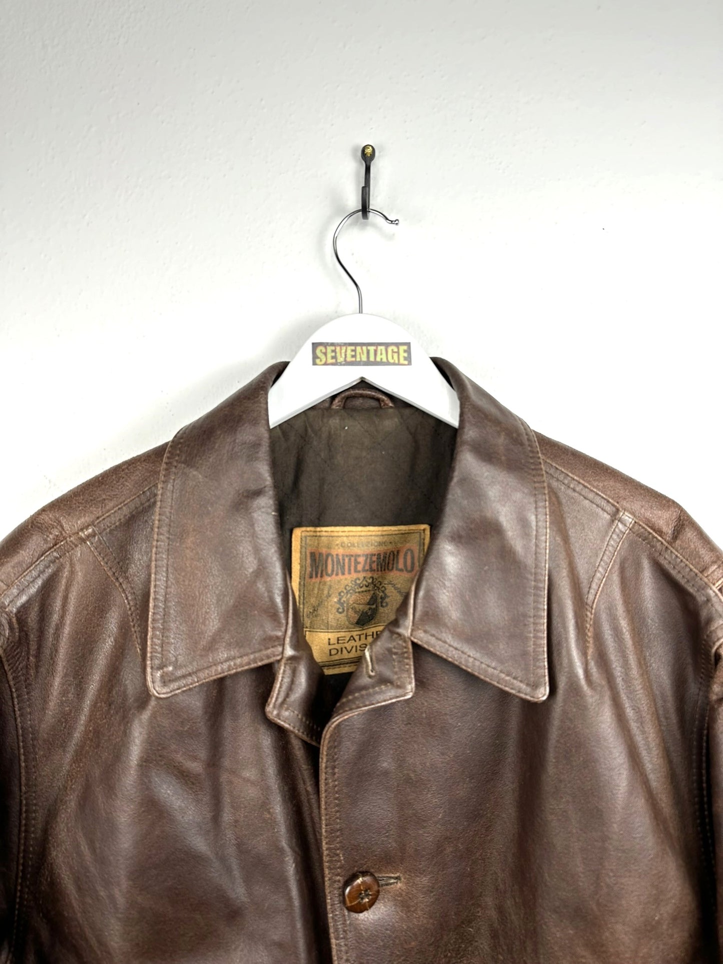 Giacca in pelle 80s marrone (27) - XL