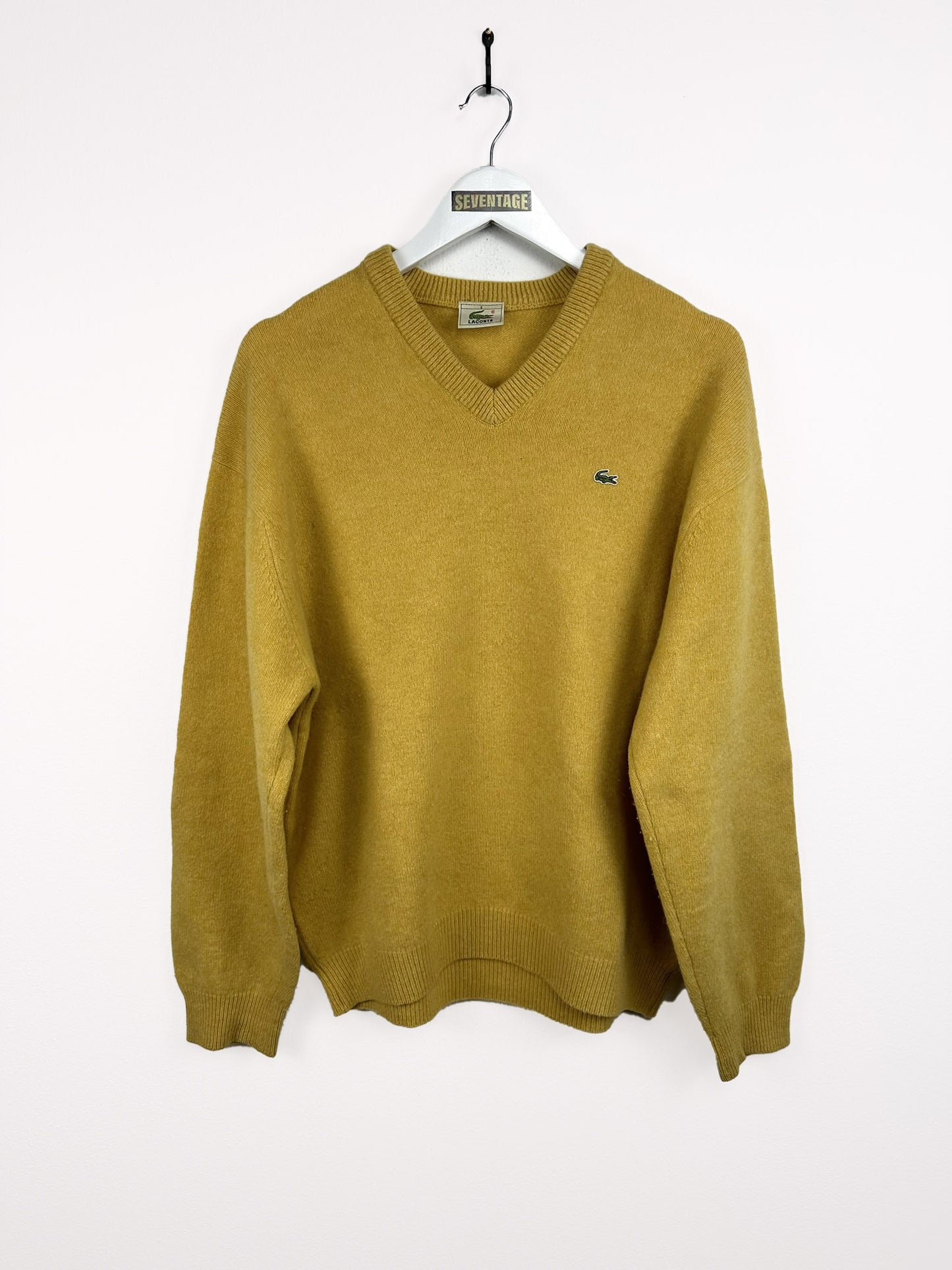 Maglione Lacoste giallo lana 80s - L