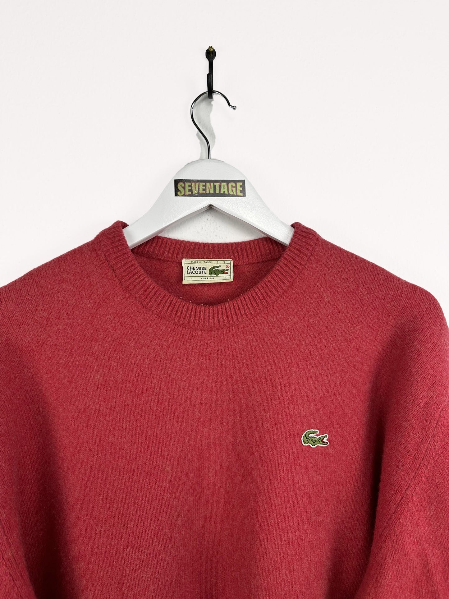 Maglione Lacoste rosa lana 80s - L