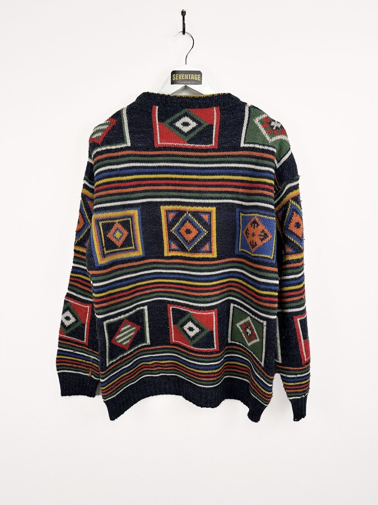 Maglione in lana multicolor 90s - L