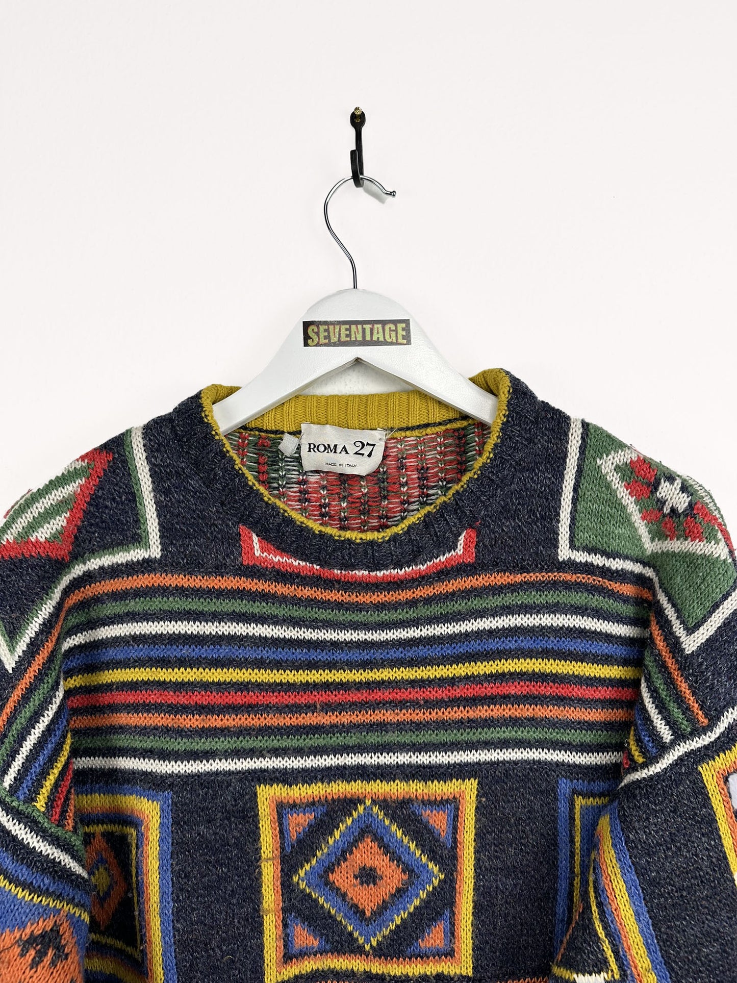 Maglione in lana multicolor 90s - L