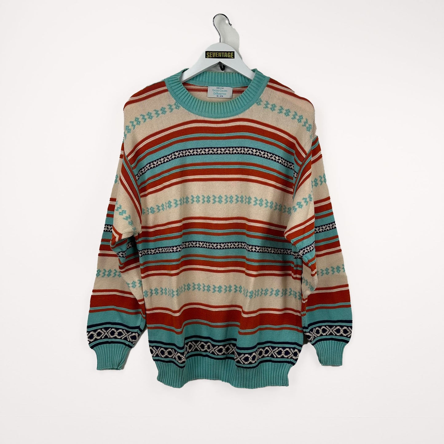 Maglione Benetton multicolor 80s - L