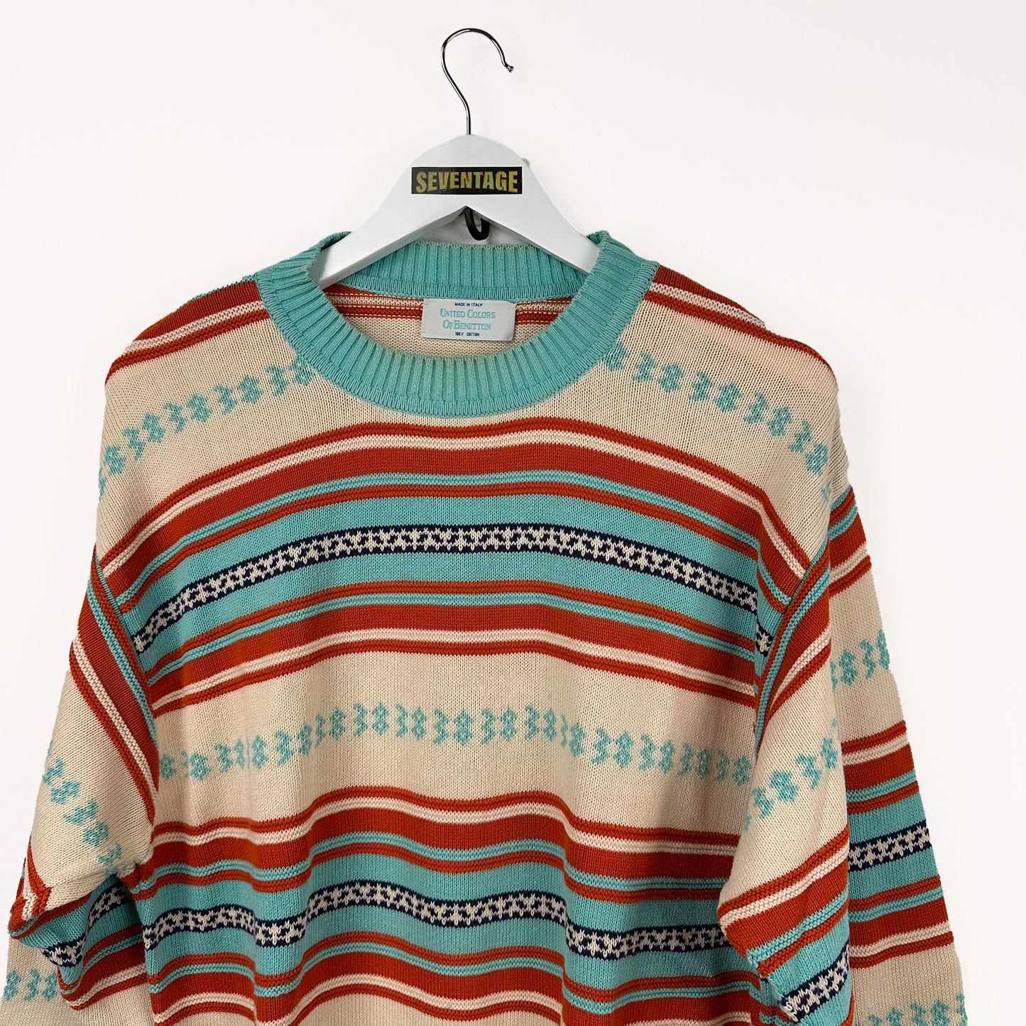 Maglione Benetton multicolor 80s - L