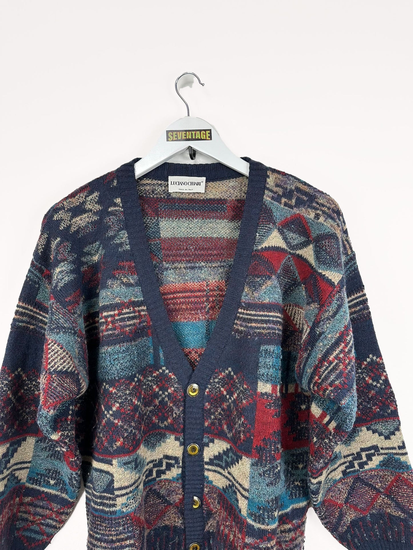 Cardigan blu multicolor 90s - M