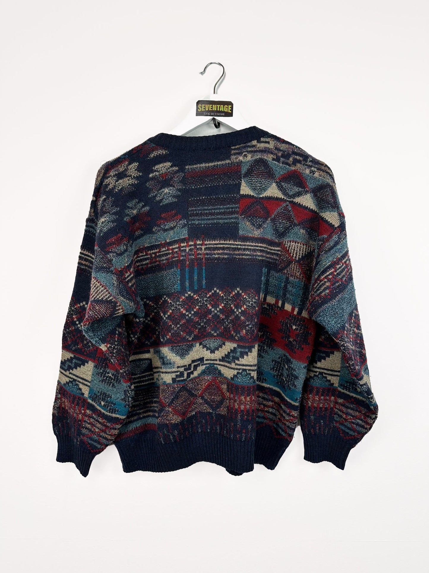 Cardigan blu multicolor 90s - M