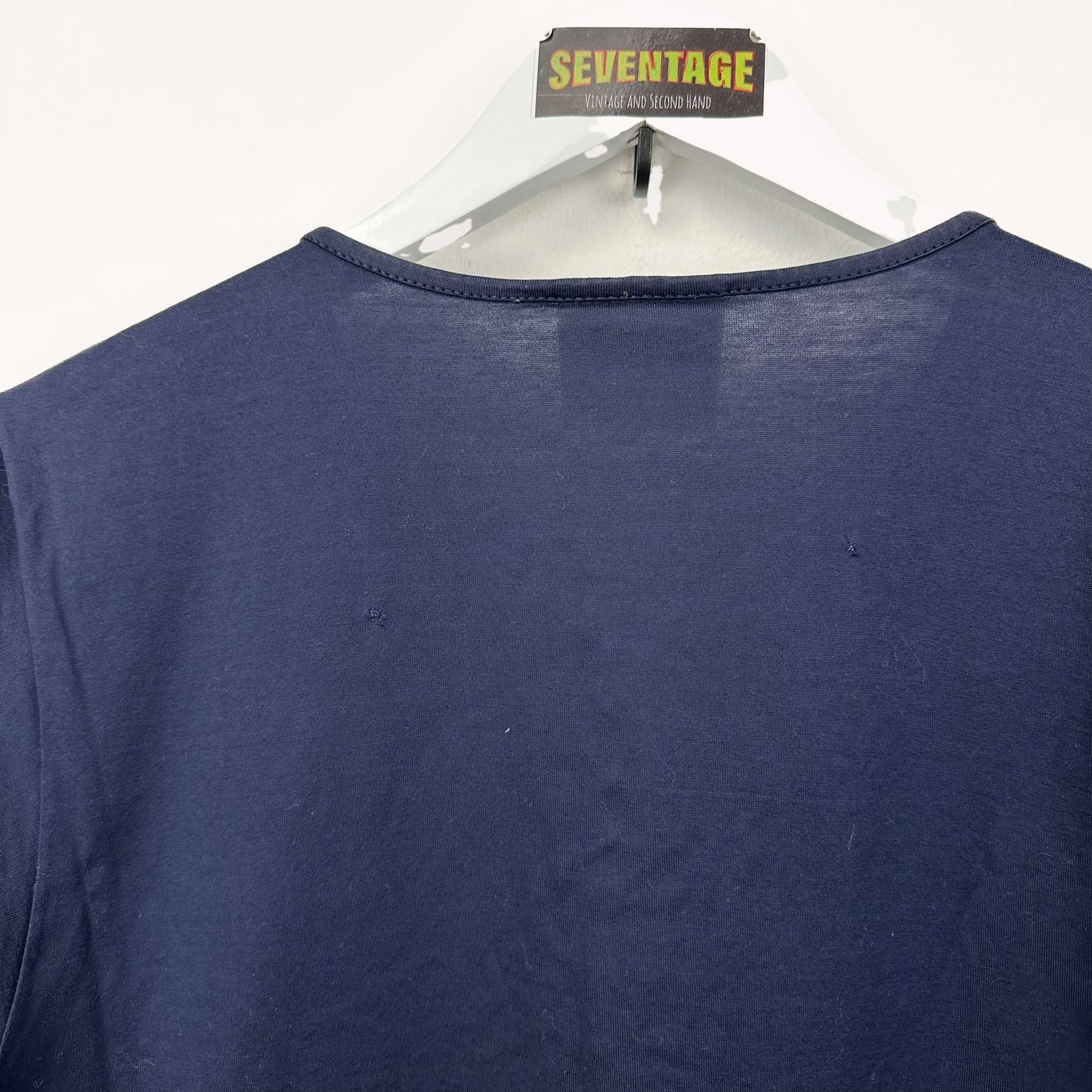 T-shirt blu ricamo vintage donna - L