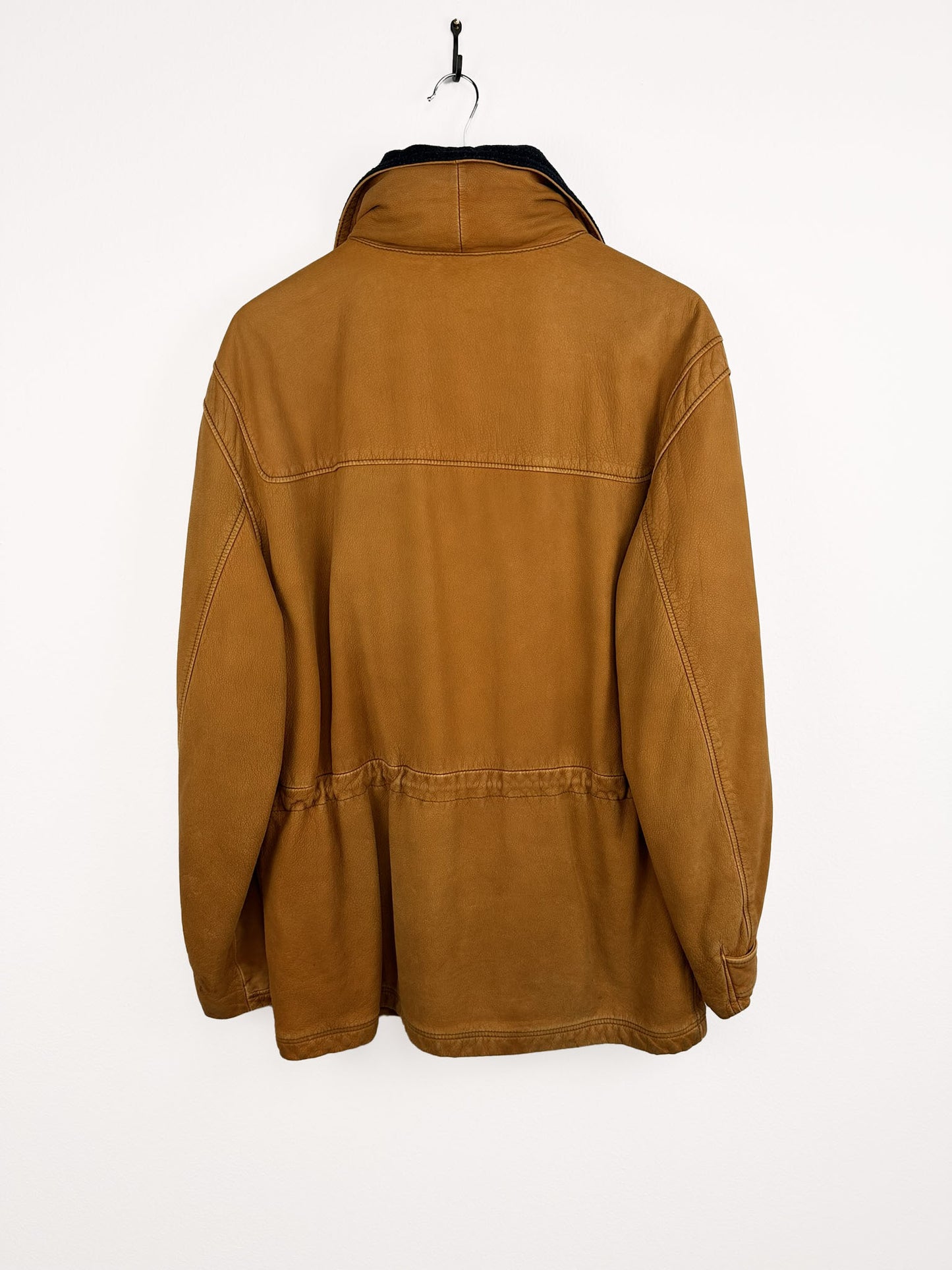 Giacca in pelle arancione con fibbie - M