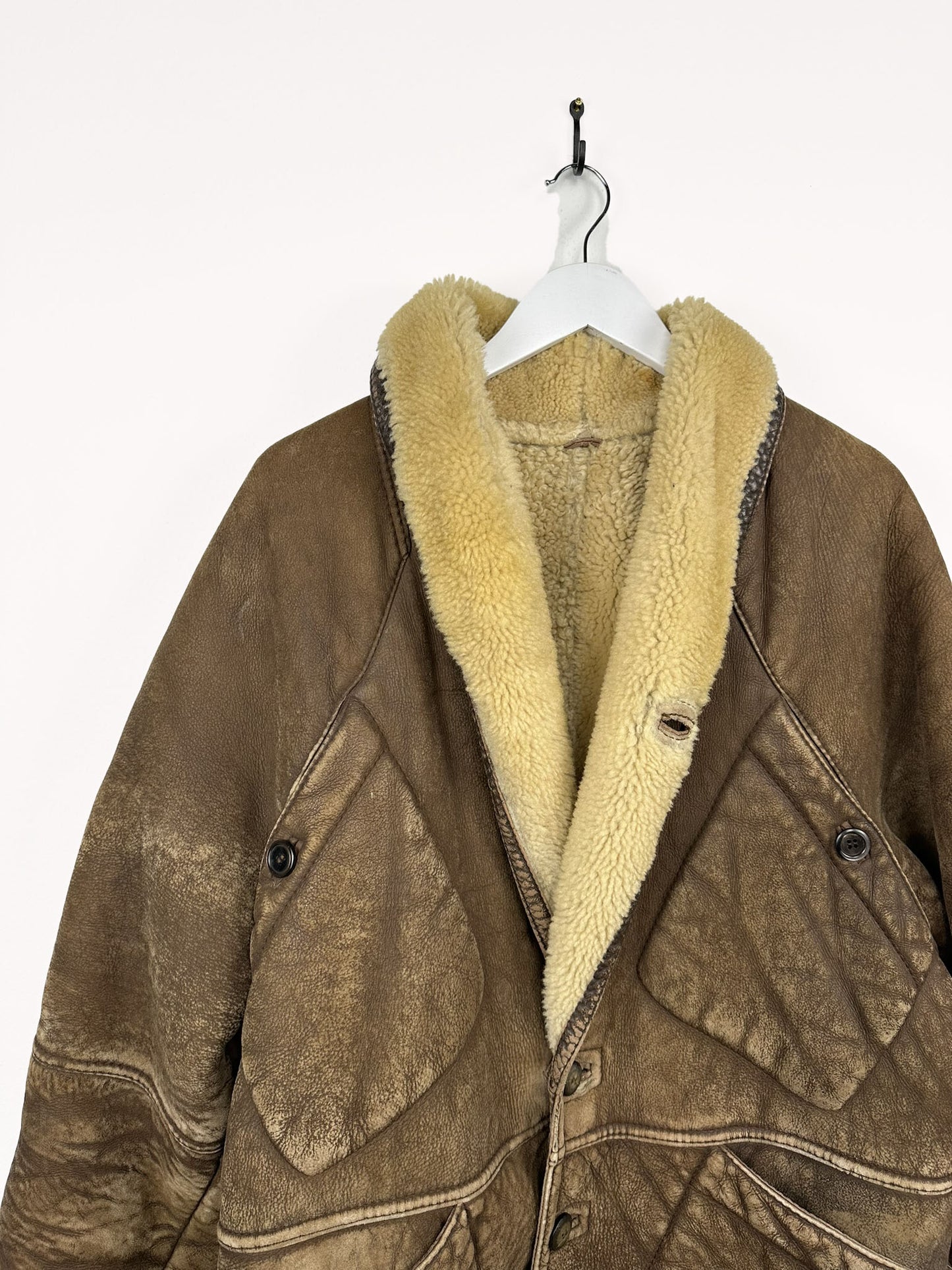 Montone shearling marrone 80s - L