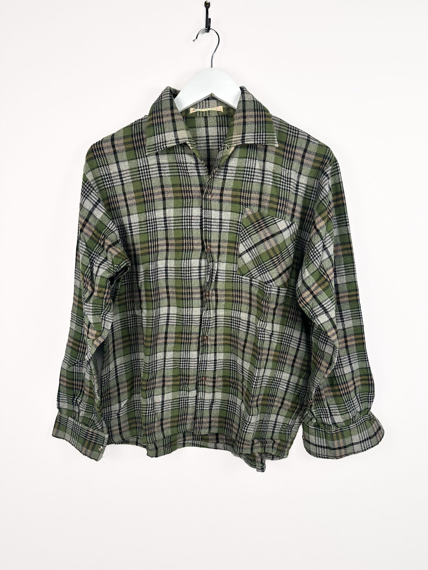 Camicia in flanella a quadri verde - S