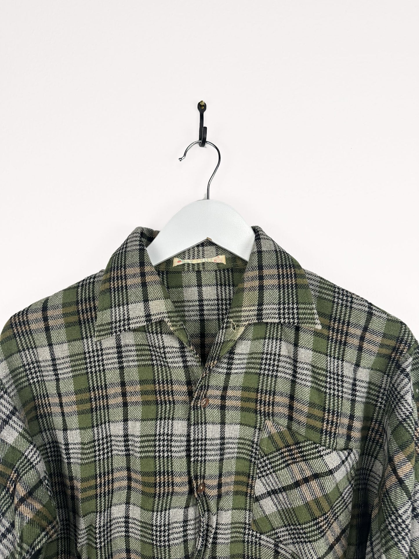 Camicia in flanella a quadri verde - S