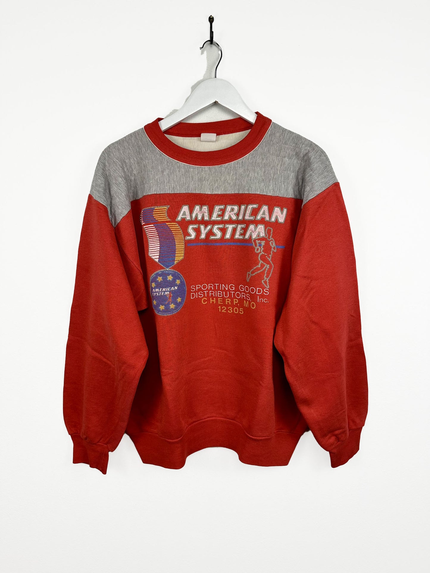 Felpa American System rossa grigia 80s - XL