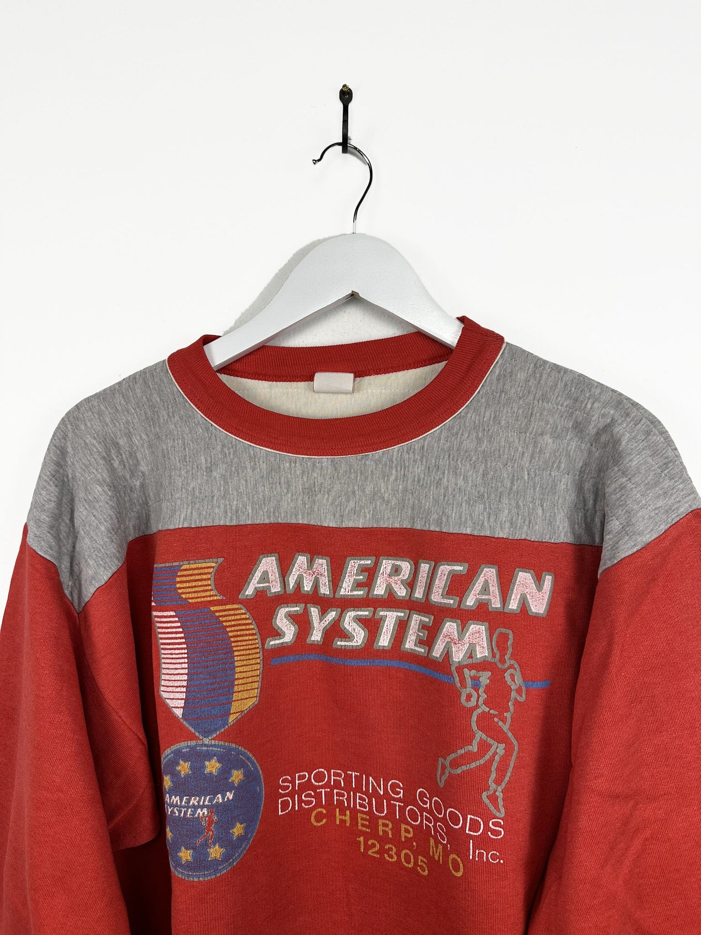 Felpa American System rossa grigia 80s - XL