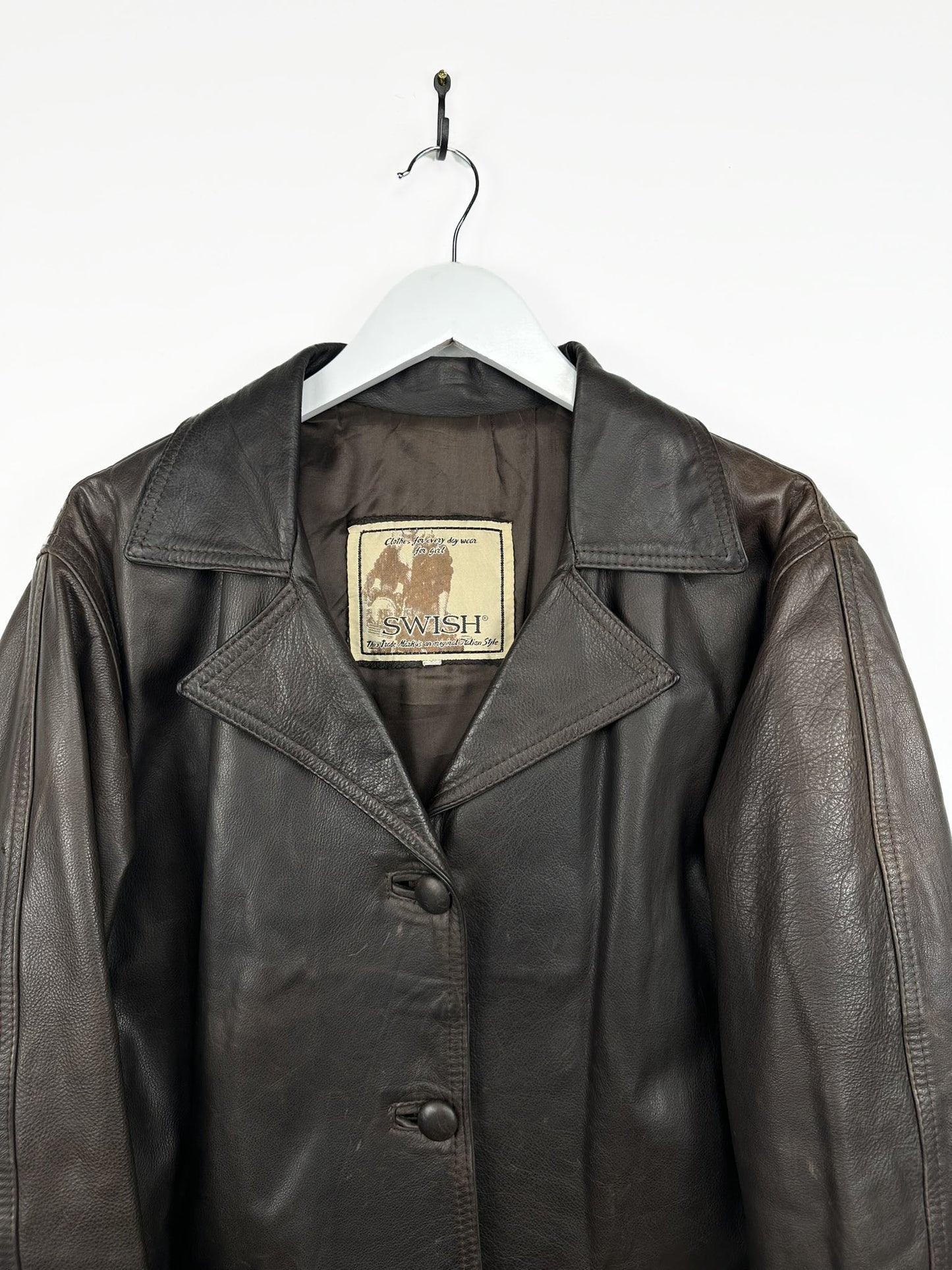 Giacca in pelle marrone 90s (25g110) - M