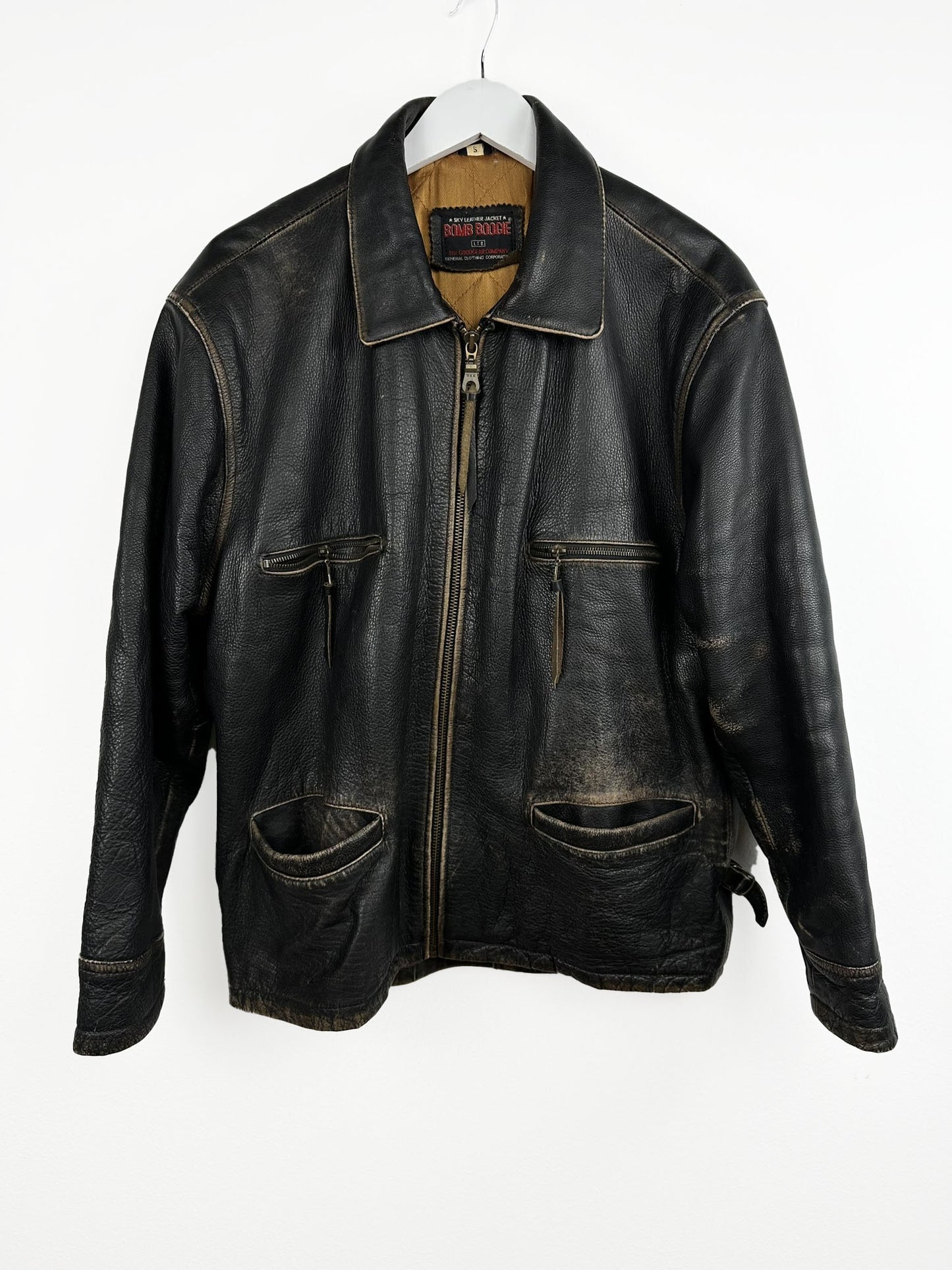 Bomboogie giacca in pelle nera 90s (25g134) -S