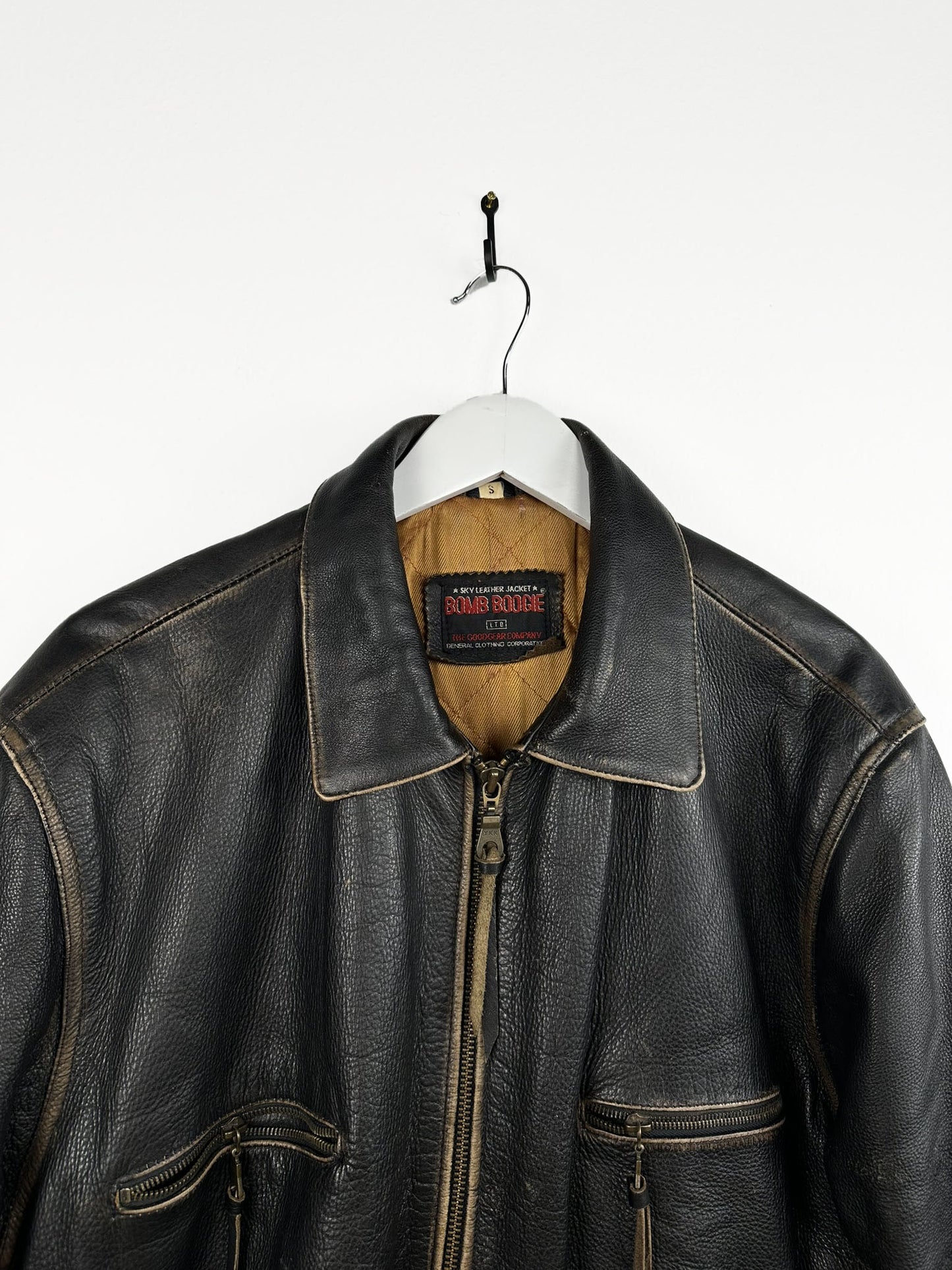 Bomboogie giacca in pelle nera 90s (25g134) -S