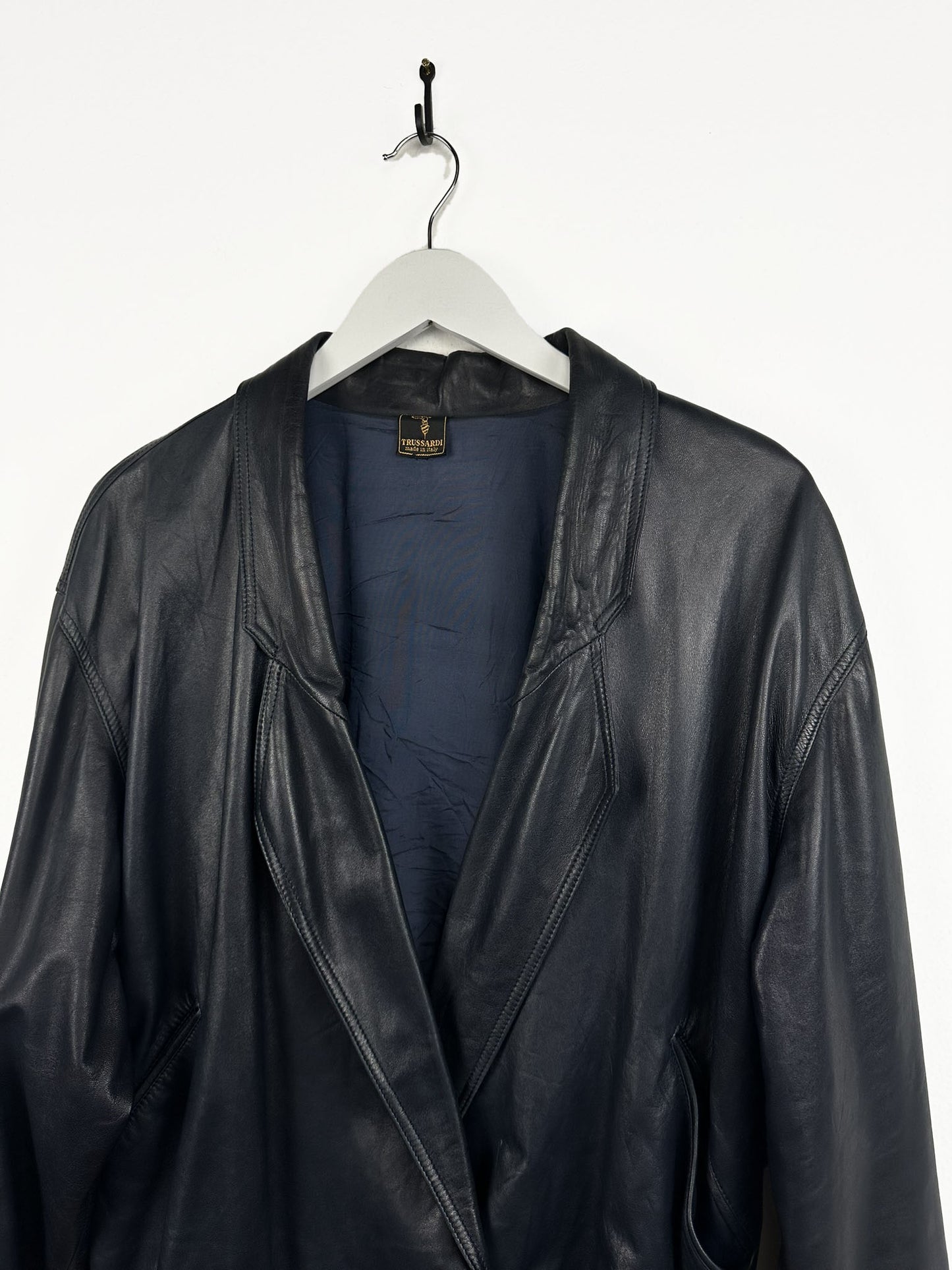 Giacca in pelle blu Trussardi (25g145) - L