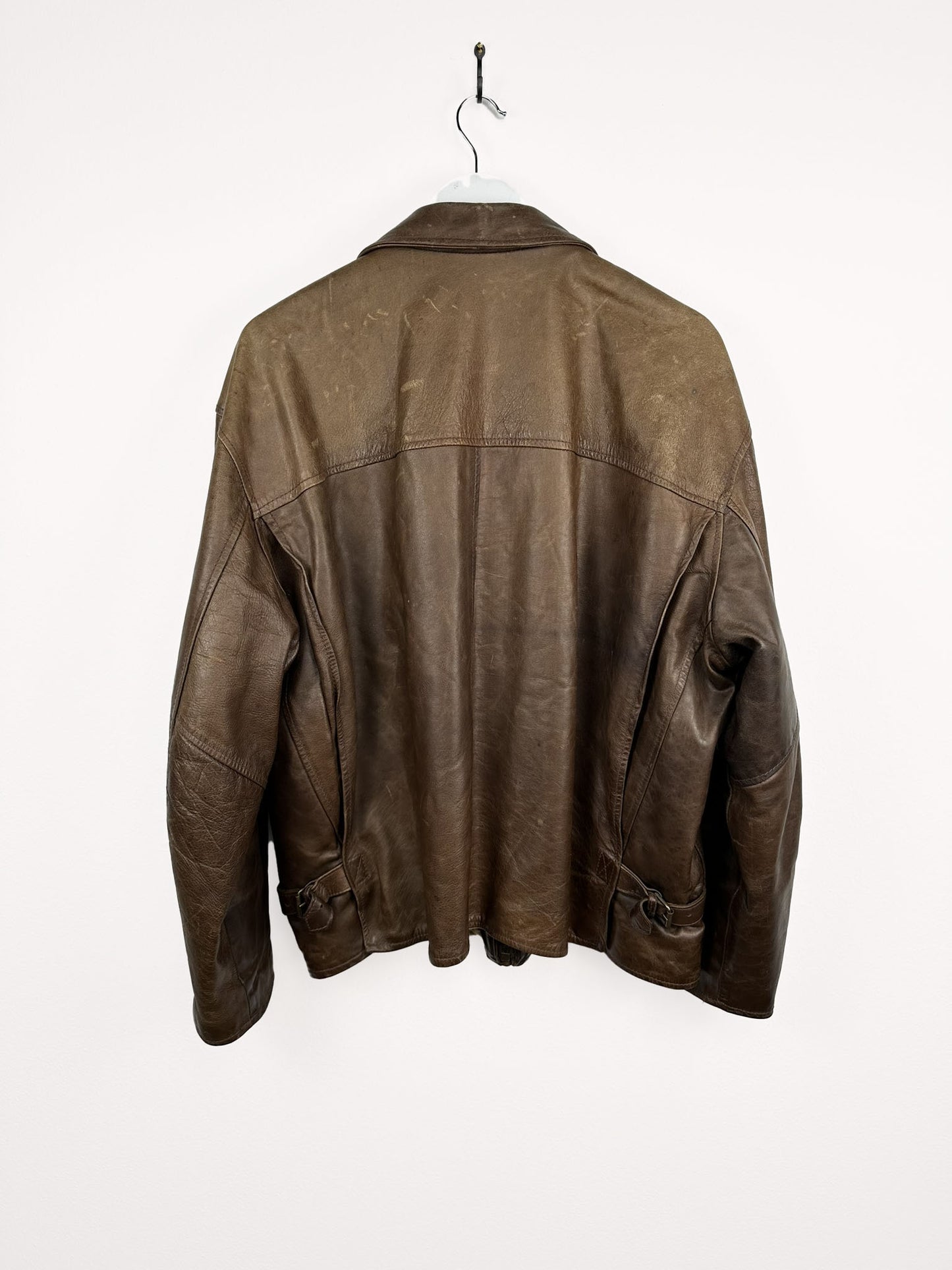 Giacca in pelle marrone heavy 90s (25g69) - L