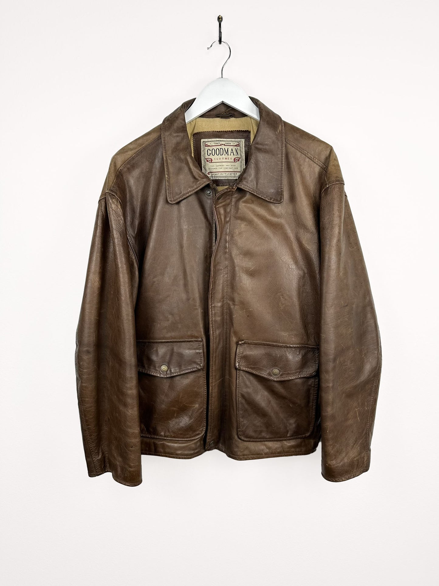 Giacca in pelle marrone heavy 90s (25g69) - L