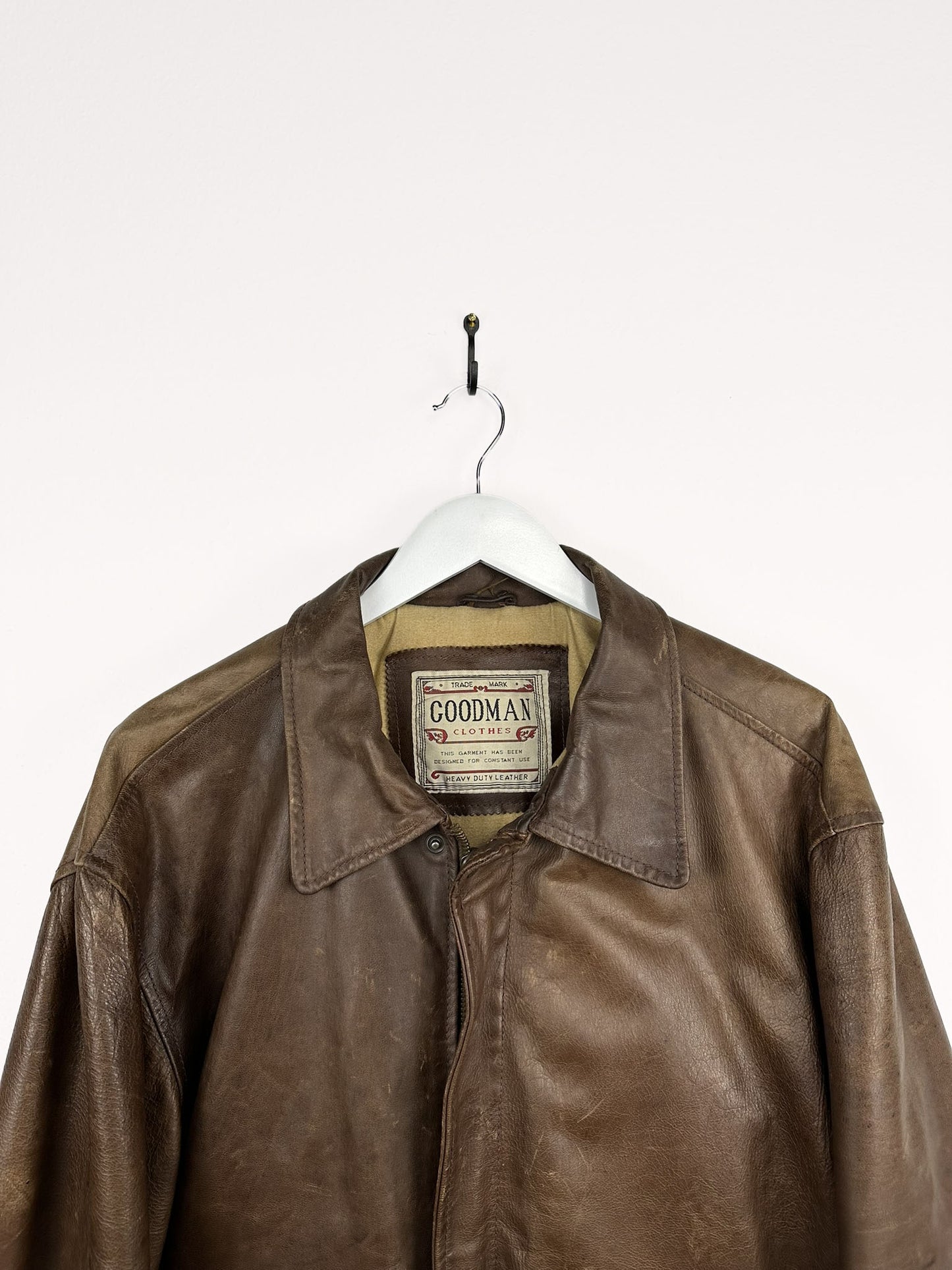 Giacca in pelle marrone heavy 90s (25g69) - L