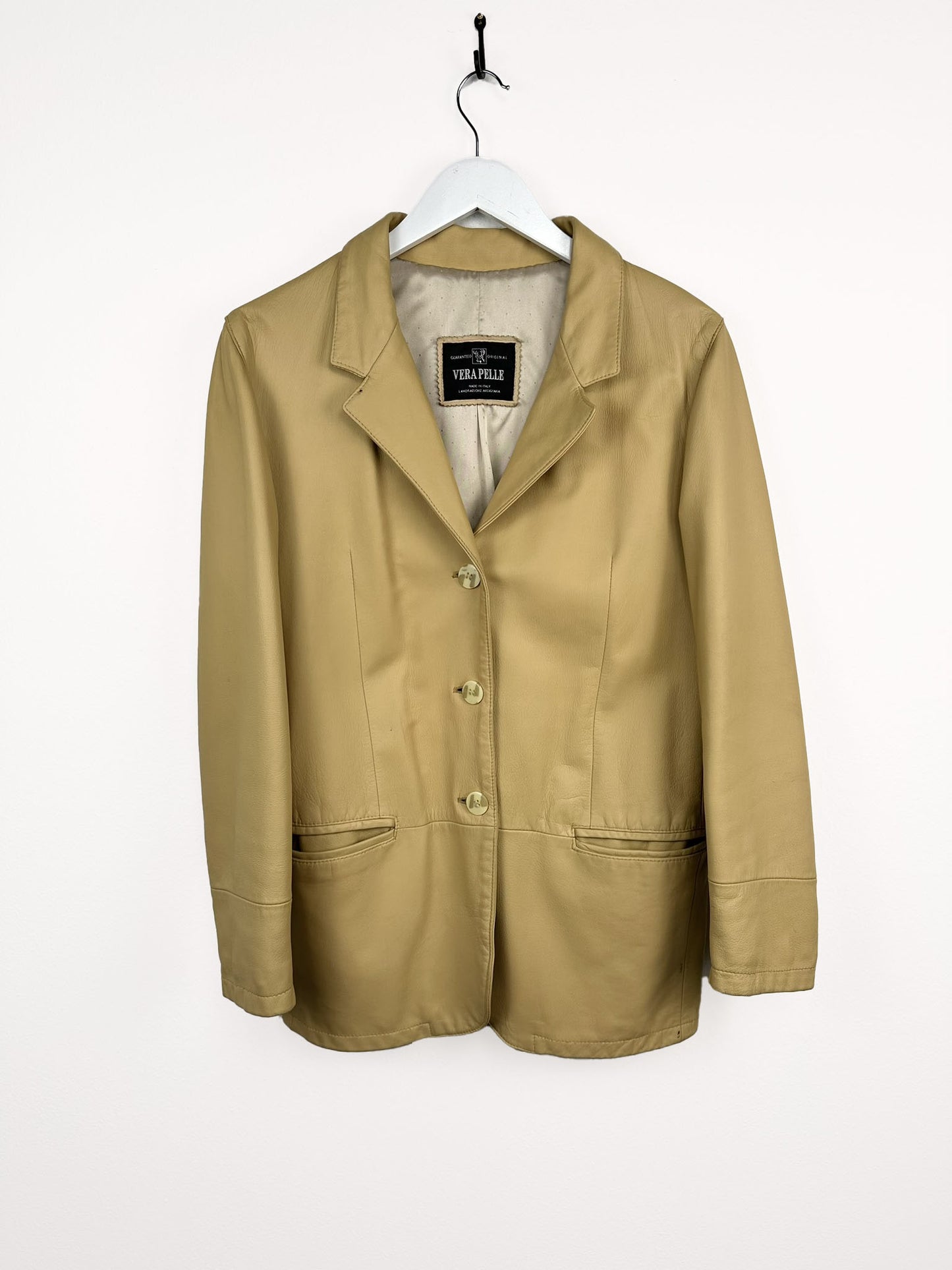 Blazer beige in pelle donna (25g71) - L