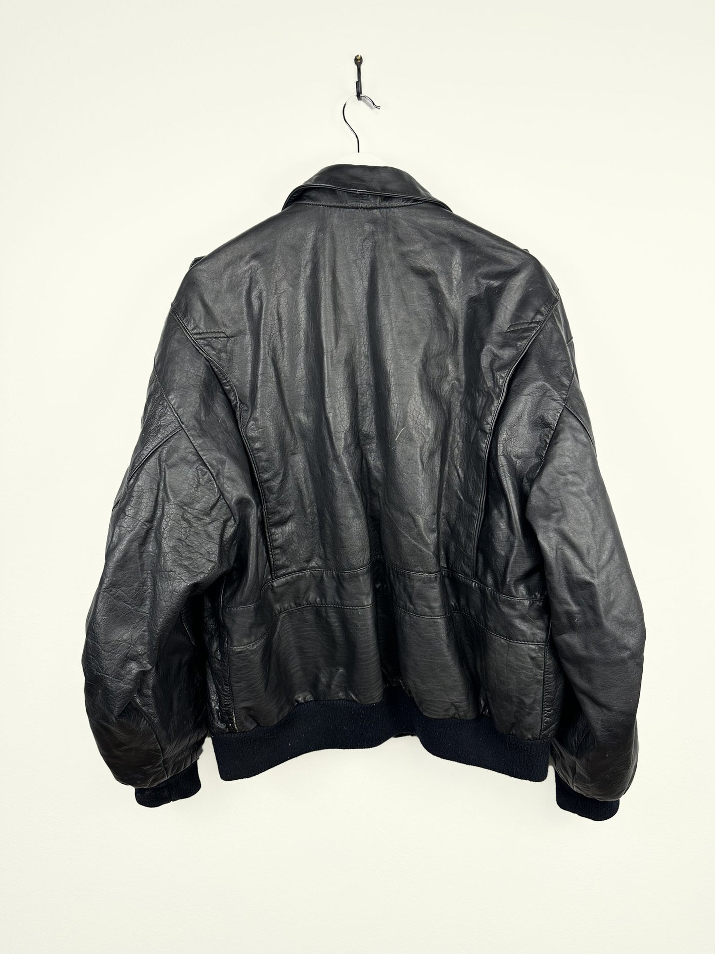 Bomber in pelle nero over (25g76) - XL