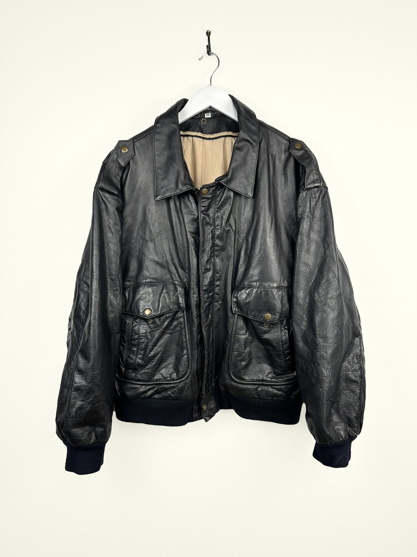Bomber in pelle nero over (25g76) - XL