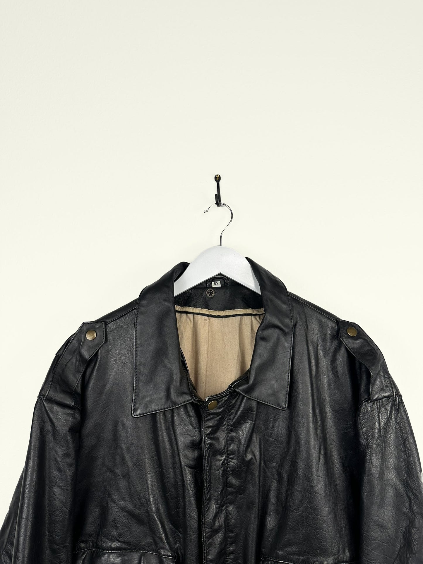 Bomber in pelle nero over (25g76) - XL