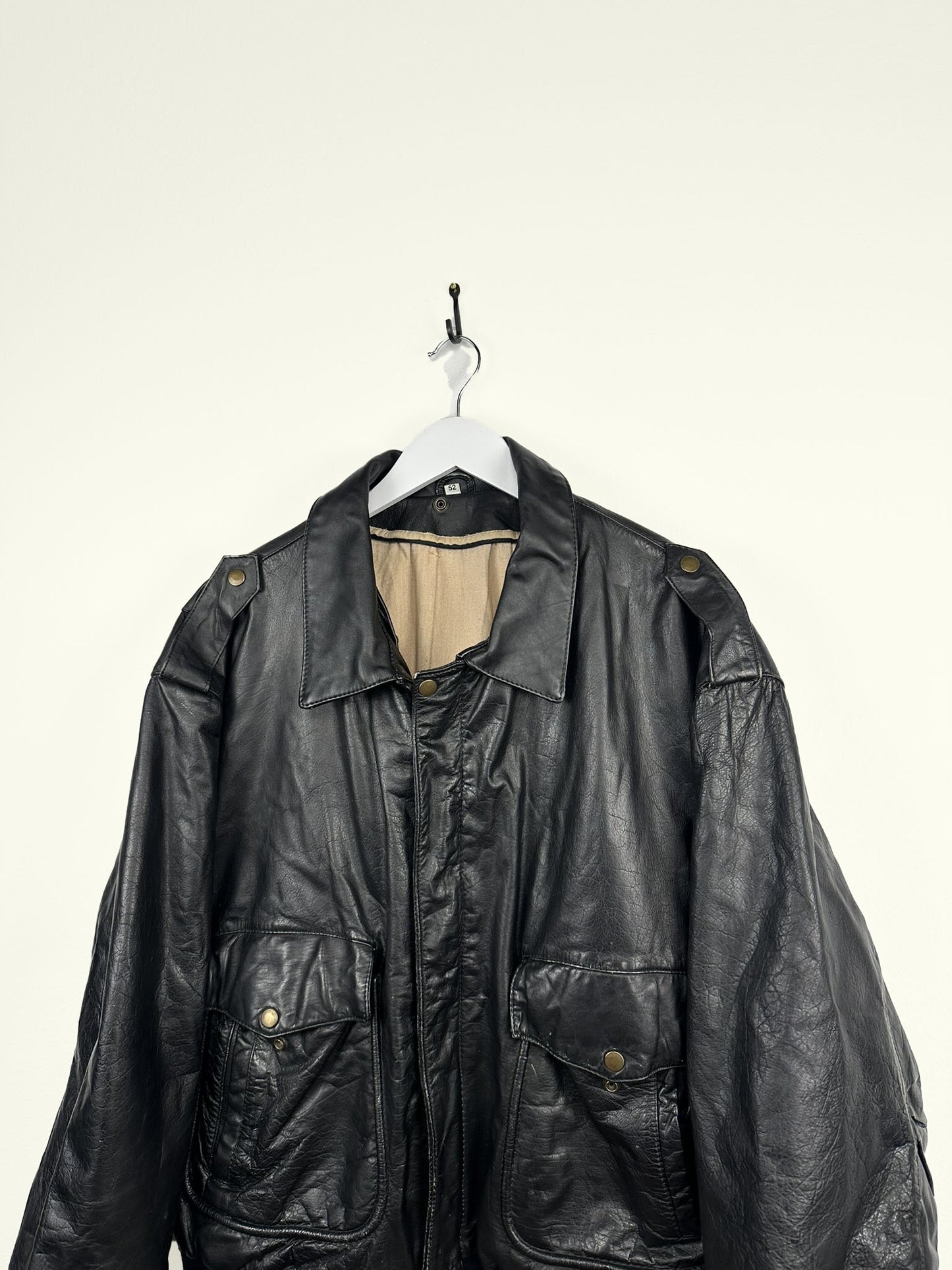 Bomber in pelle nero over (25g76) - XL