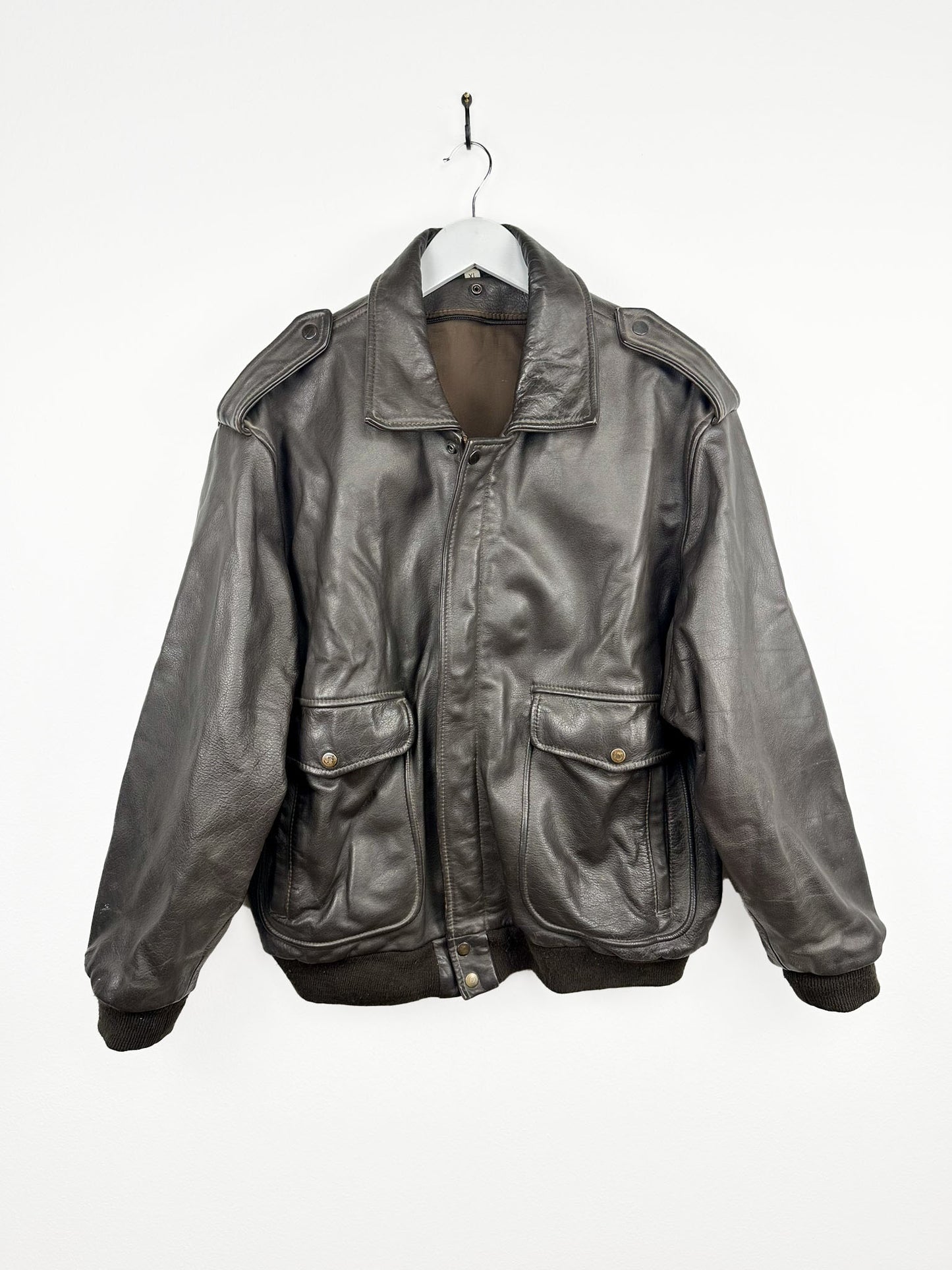 Bomber in pelle aviator pesante (25g88) - XL
