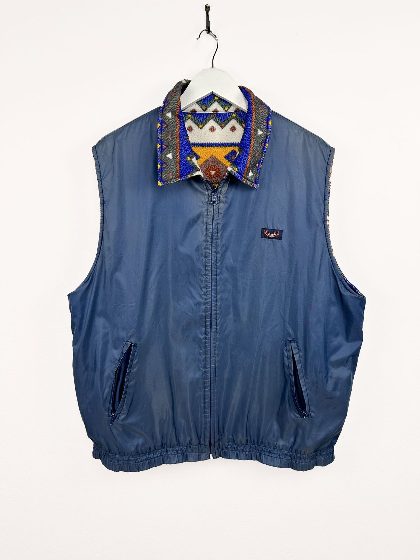 Gilet blu 90s multicolor reversibile - XL