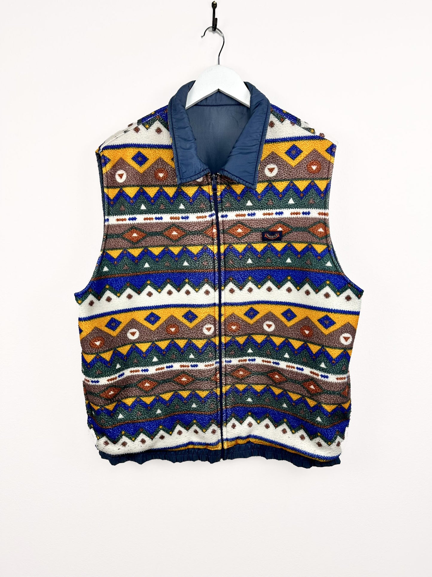 Gilet blu 90s multicolor reversibile - XL