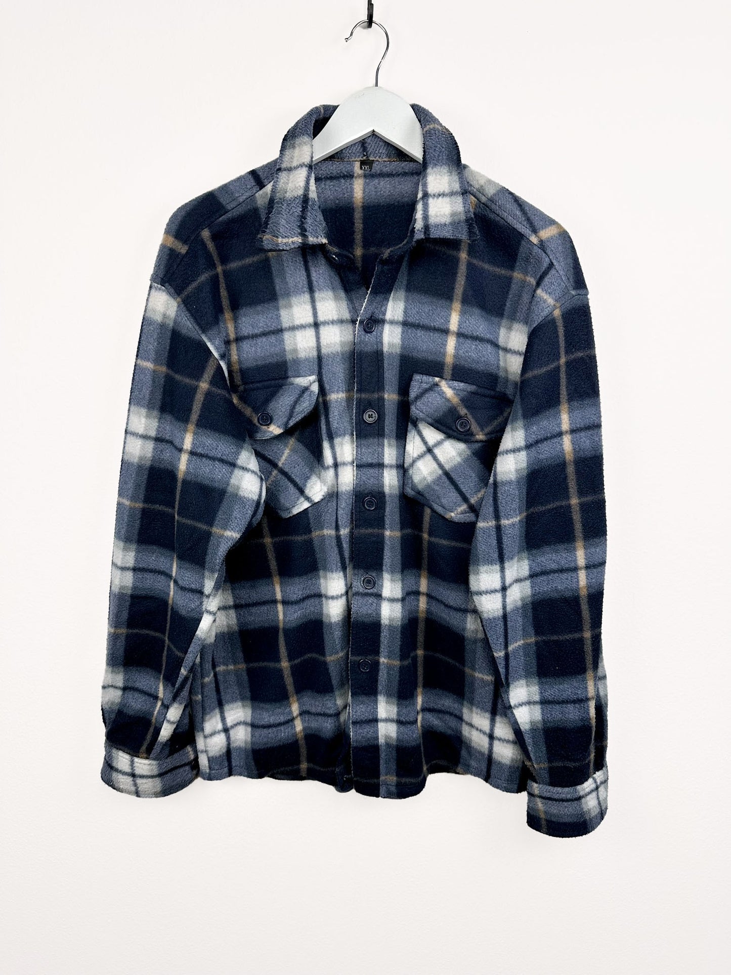 Camicia in pile blu a quadri (25m103) - XXL