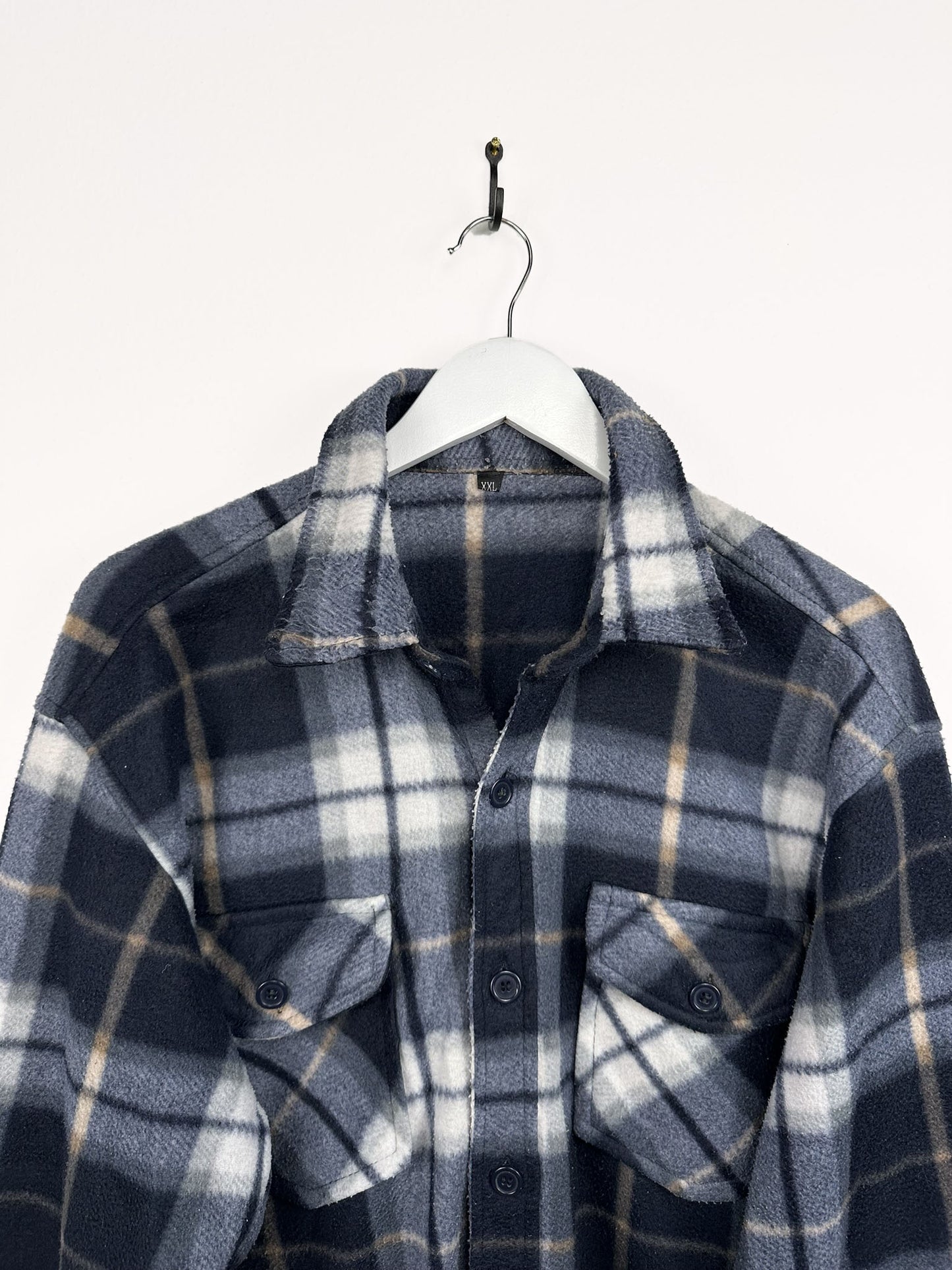 Camicia in pile blu a quadri (25m103) - XXL