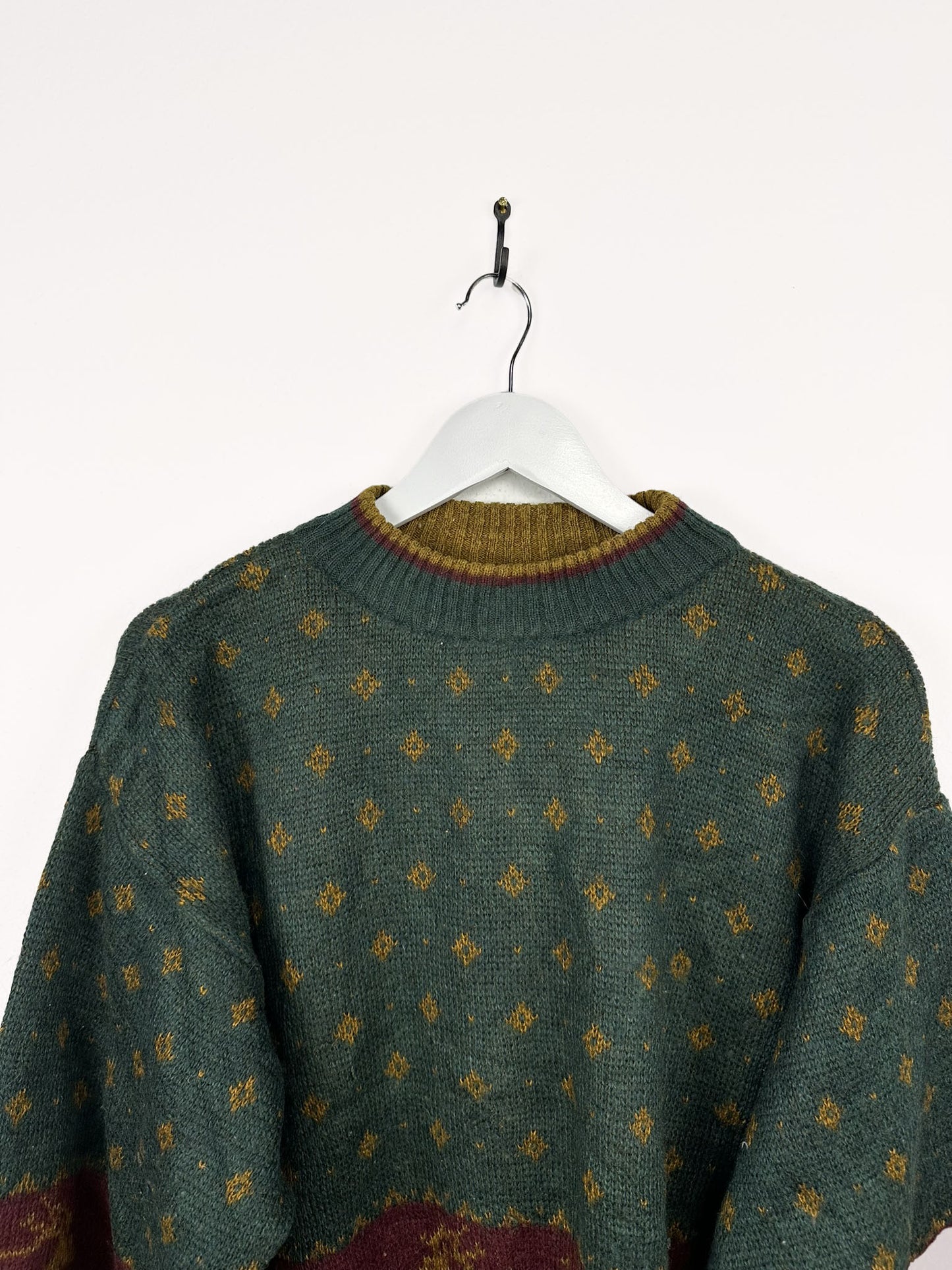 Maglione verde in lana 80s - M