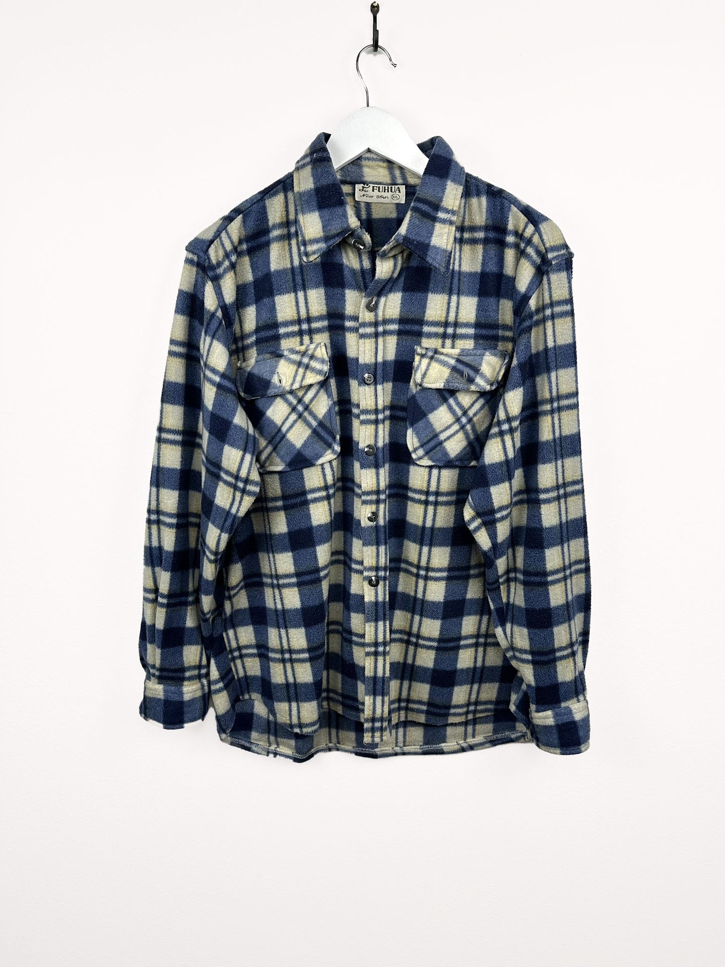 Camicia in pile blu a quadri (25m76) - XL