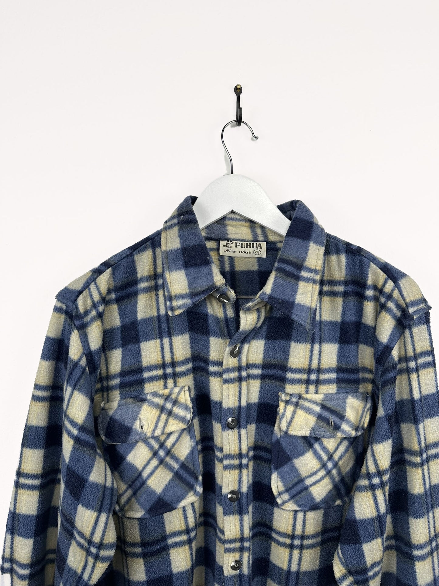 Camicia in pile blu a quadri (25m76) - XL