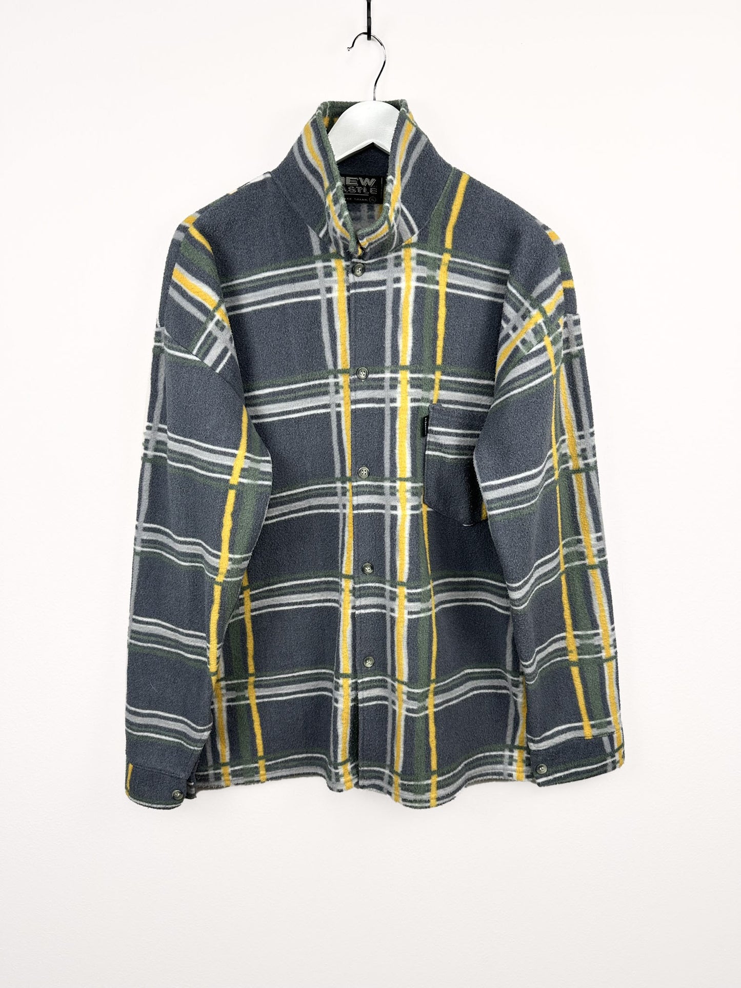 Camicia in pile grigio gialla 90s (25m77) - XL