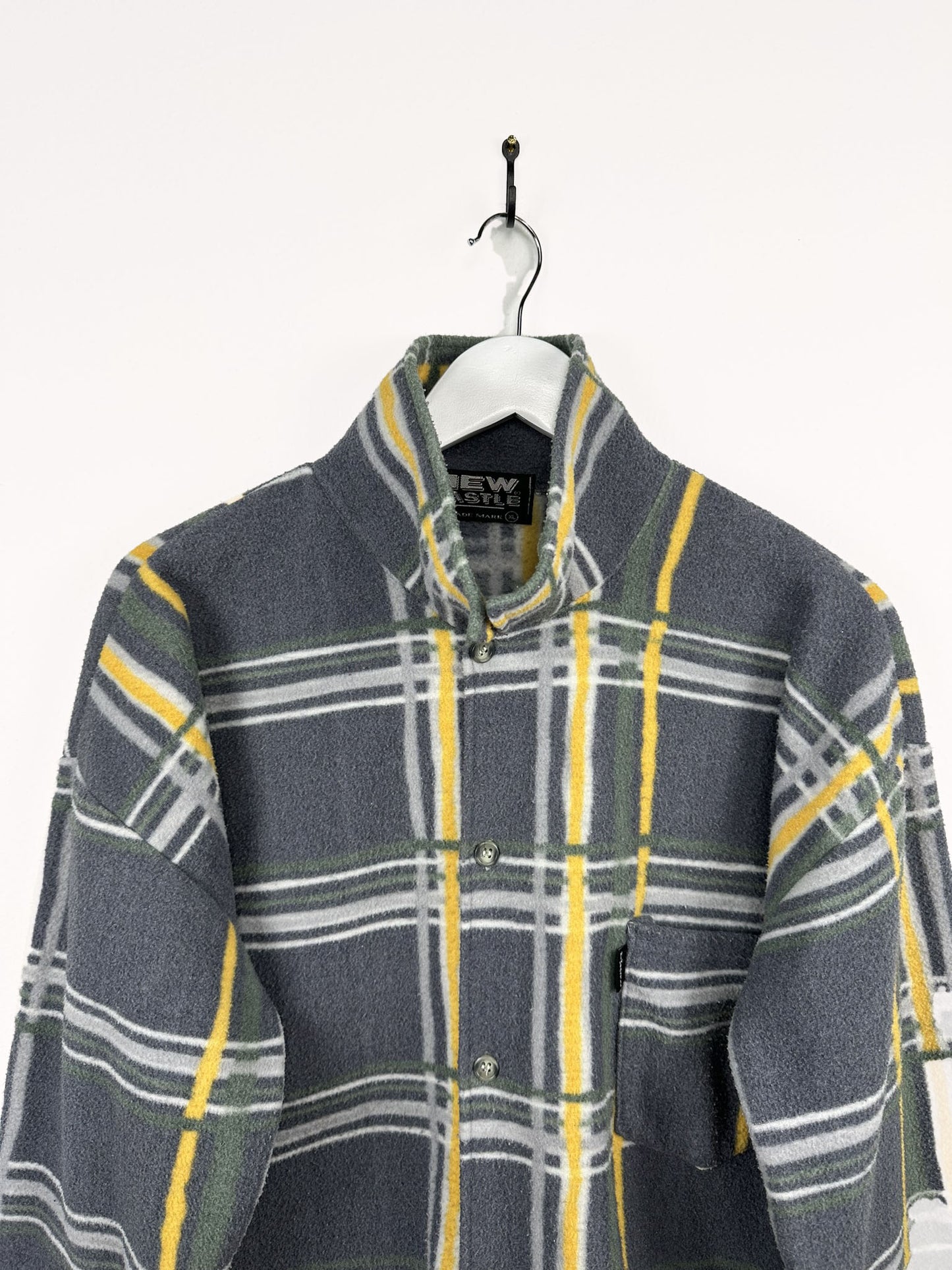 Camicia in pile grigio gialla 90s (25m77) - XL