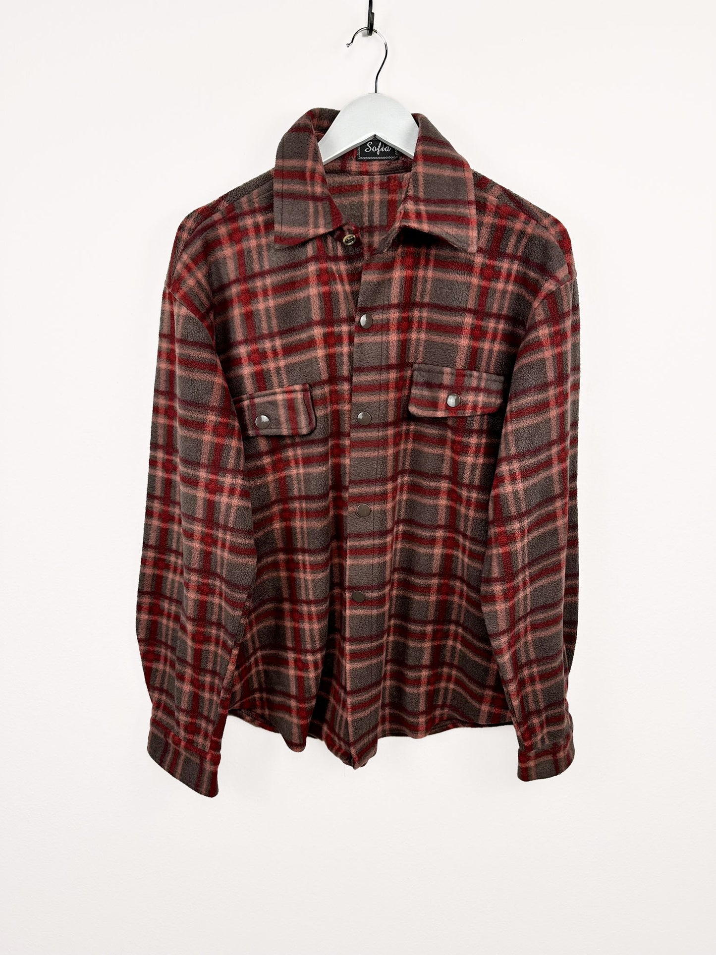 Camicia in pile verde a quadri (25m84)- L