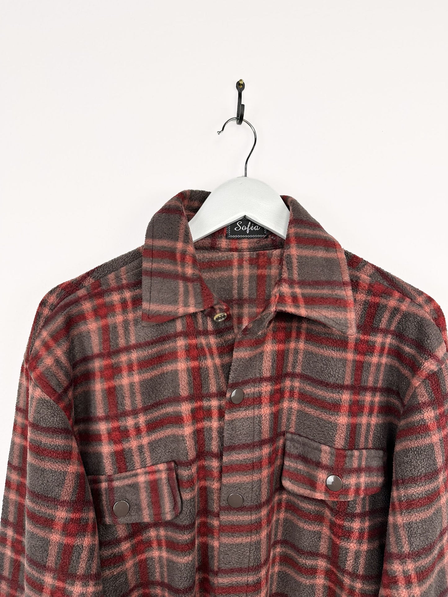 Camicia in pile verde a quadri (25m84)- L