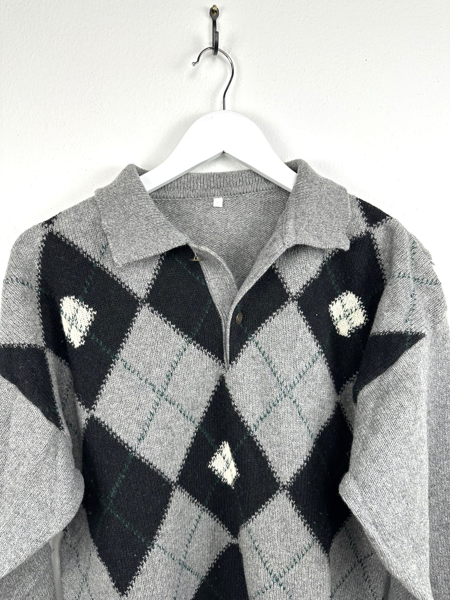 Maglione grigio rombi in lana (25m97) - M