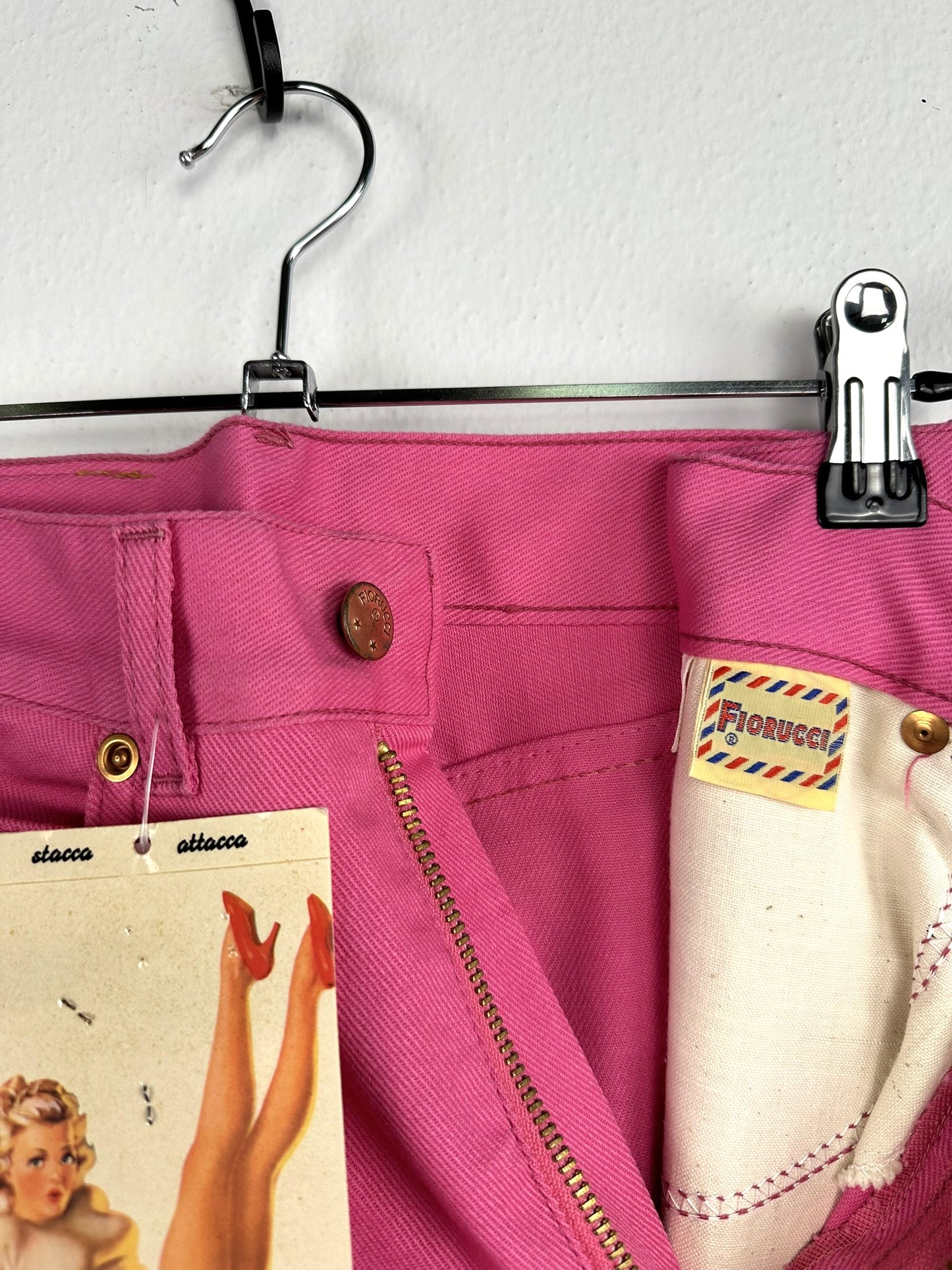 Jeans Fiorucci rosa 80s nuovi (25pa21) - 28/s
